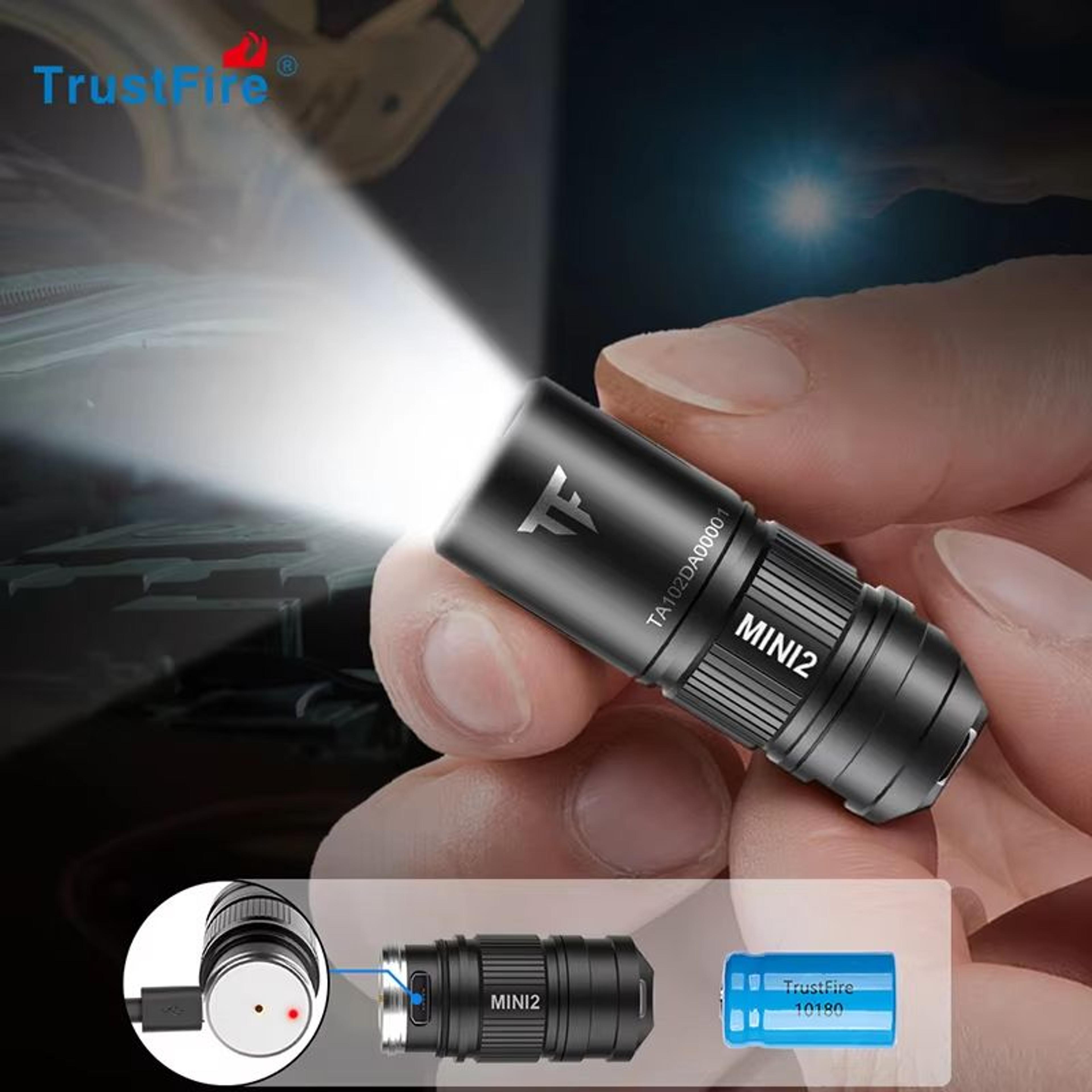 trustfire mini2 rechargeable keychain flashlight – 250 lumens compact edc torch