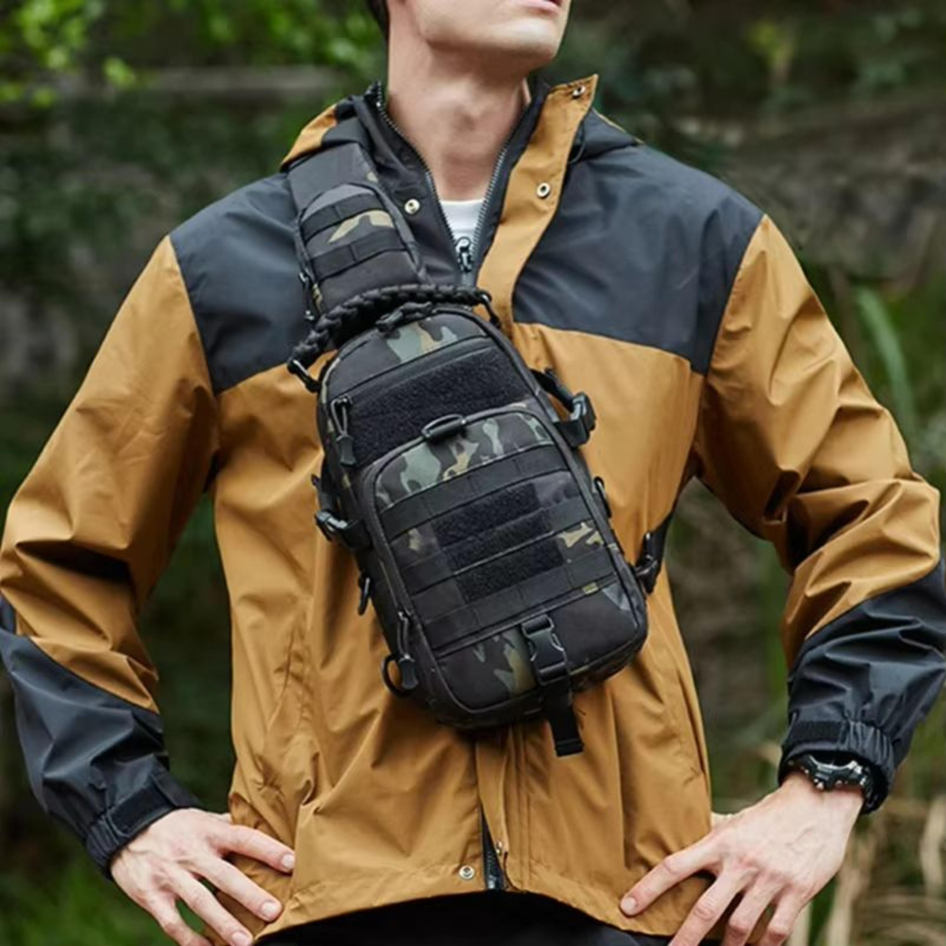 tactical chest sling bag – outdoor camping backpack with molle system for hiking, cycling & everyday carry