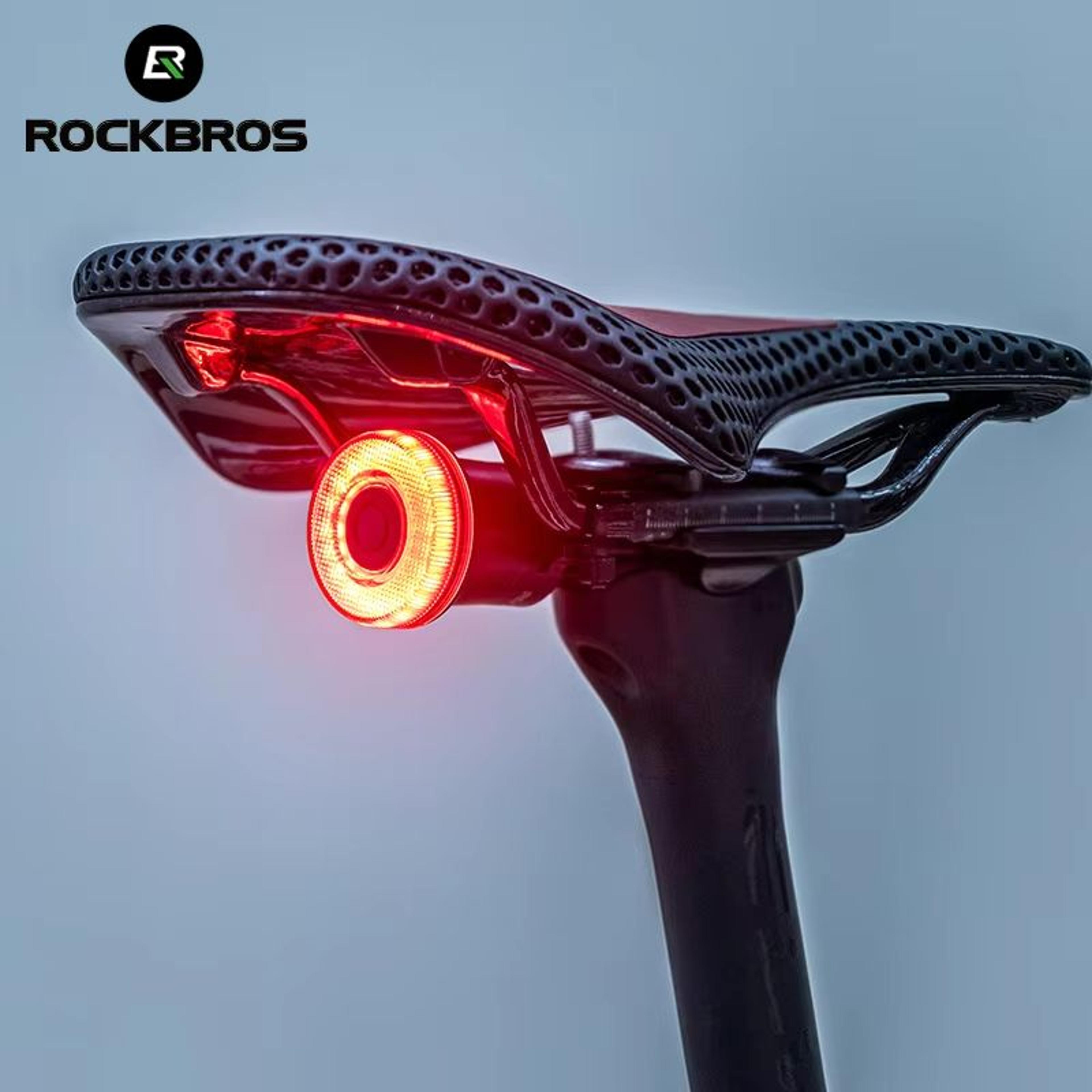 rockbros smart bike tail light – rechargeable waterproof bicycle rear light for night riding