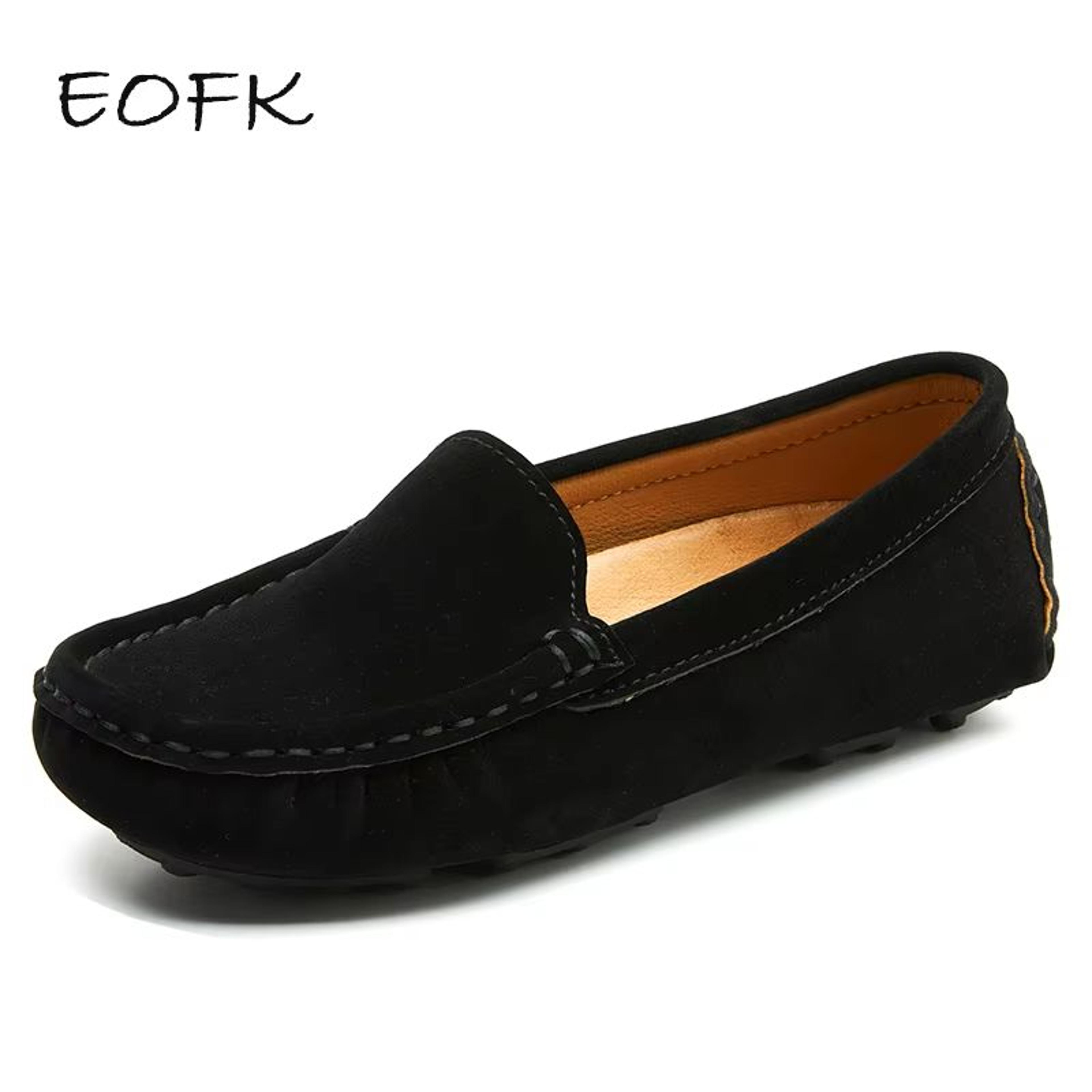 eofk kids loafers – soft suede slip-on moccasins for boys and girls