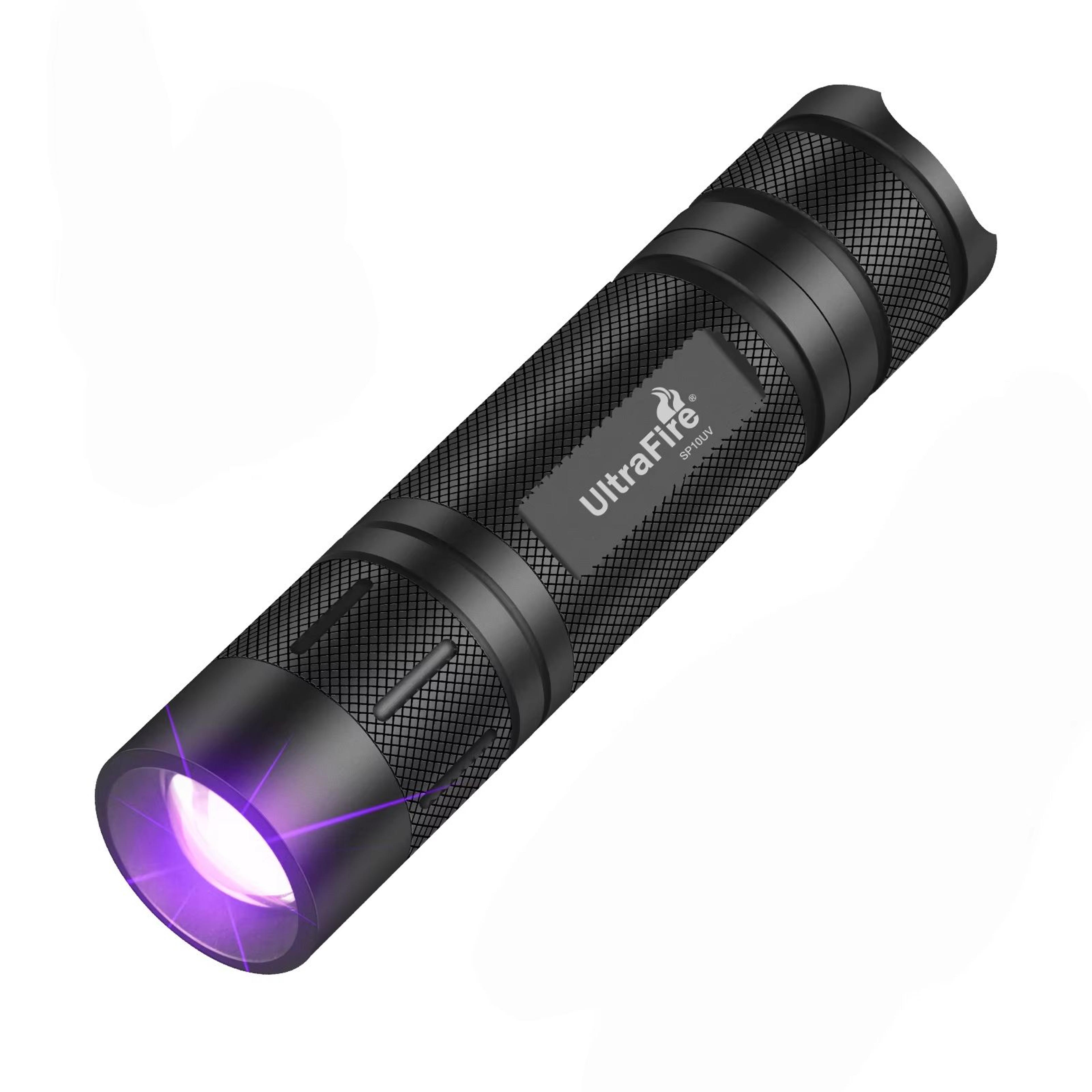 ultrafire sp10uv 395nm uv led flashlight – rechargeable black light torch for pet stains, mineral hunting & fluorescence