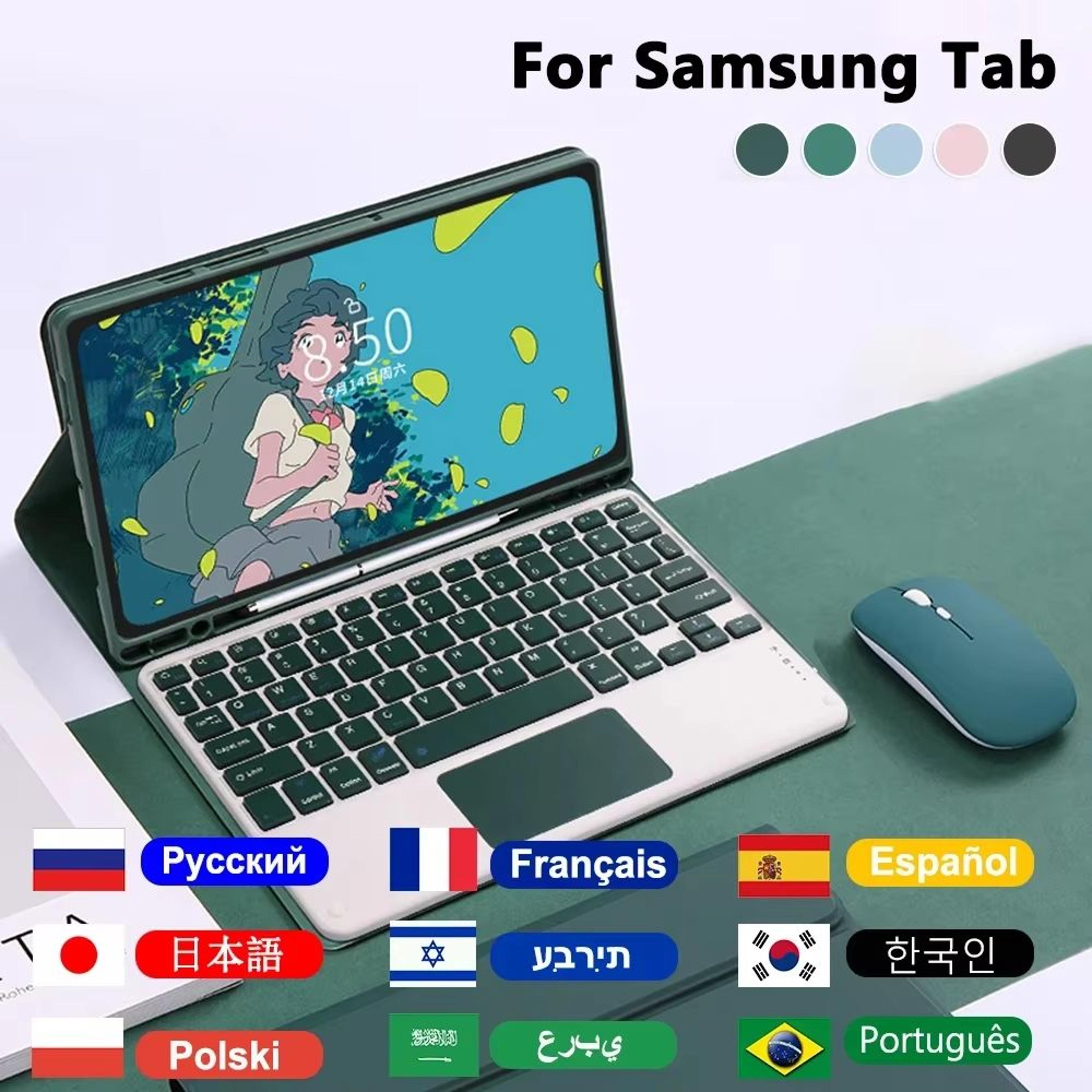 smart keyboard case for samsung galaxy tab a9 plus/s7/s8/s9 fe 11" and tab s9 plus/s10 plus 12.4" – protective cover wit