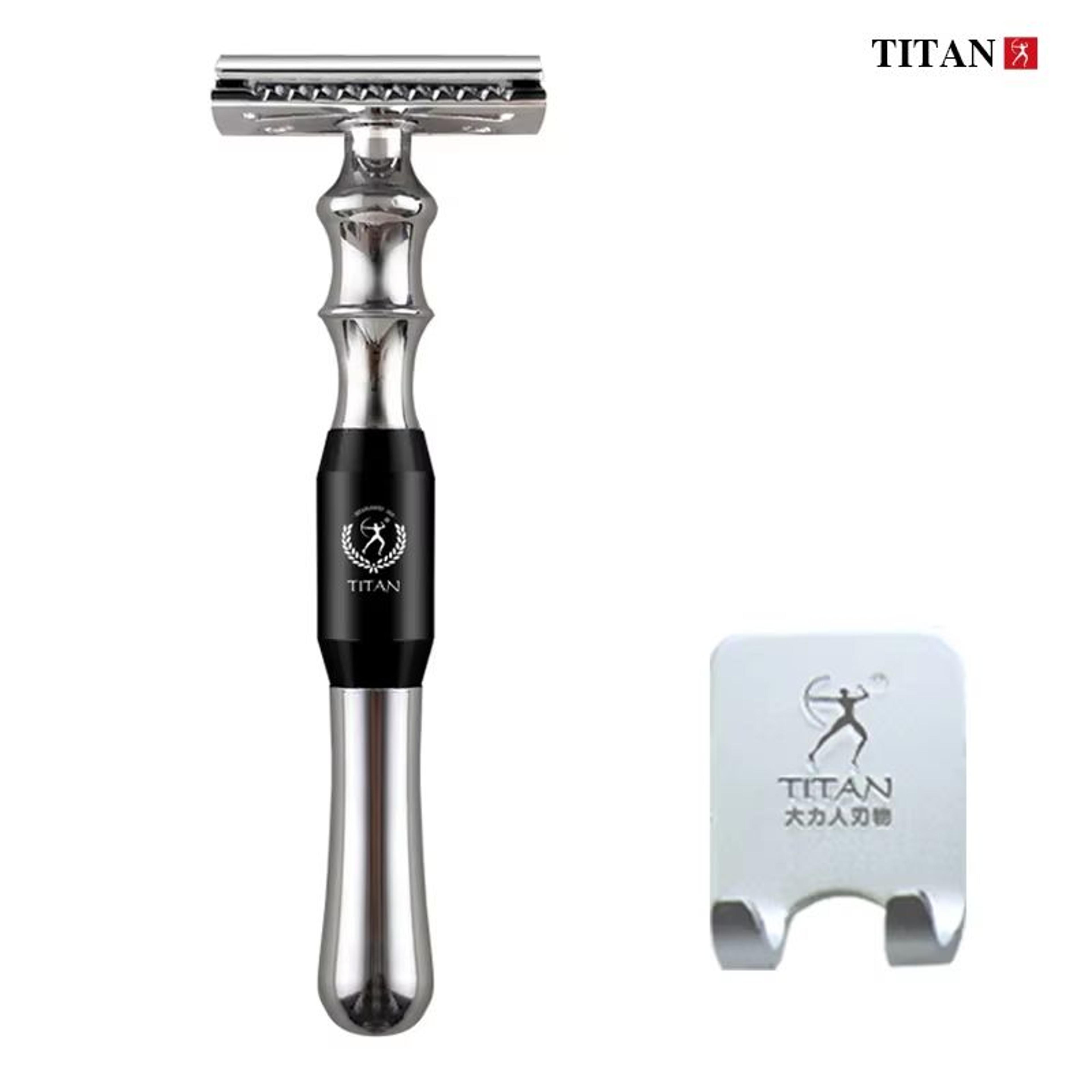 titan high-quality safety razor for men – metal handle shaving razor with replaceable blades
