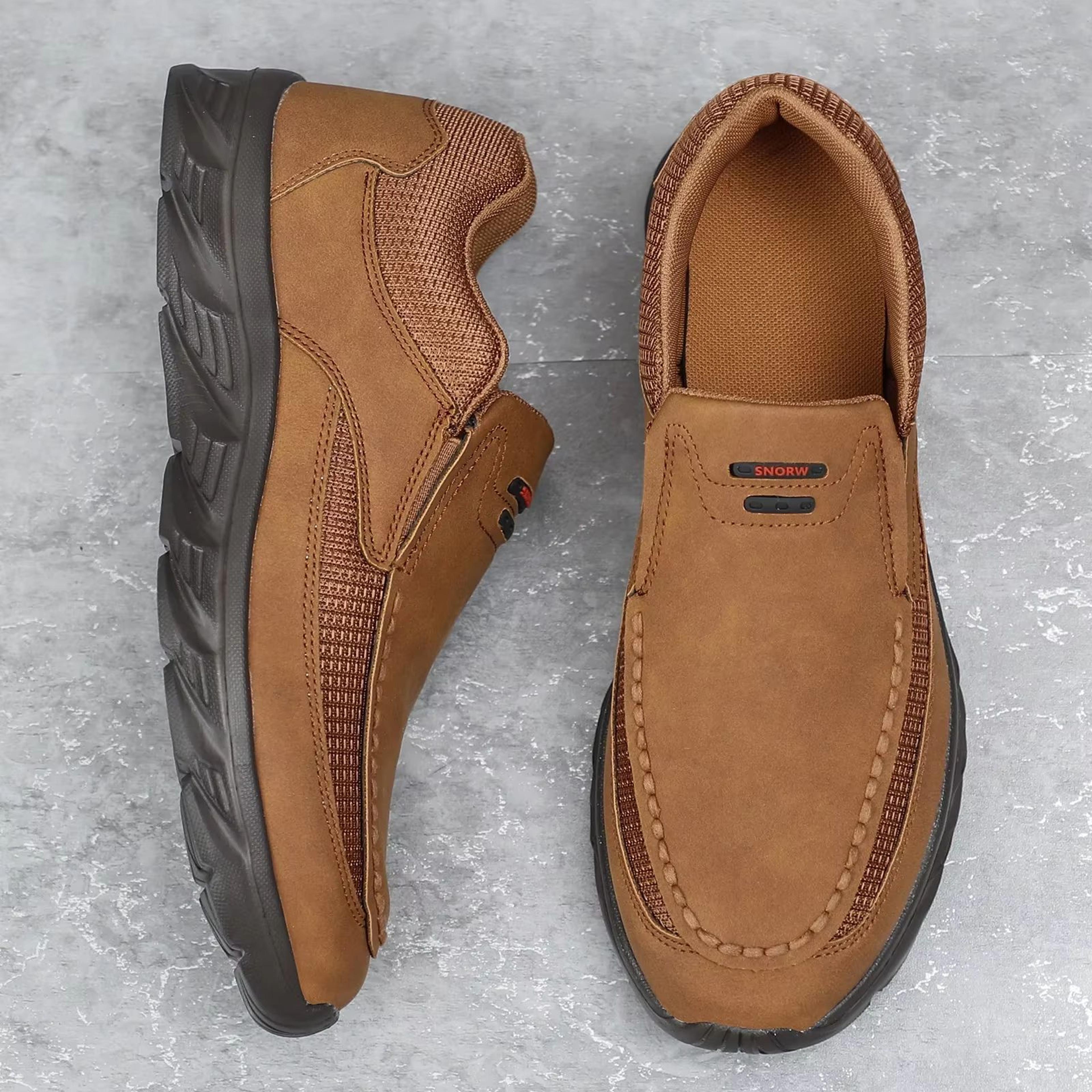 men's leather casual loafers – breathable flat sneakers for everyday comfort & style