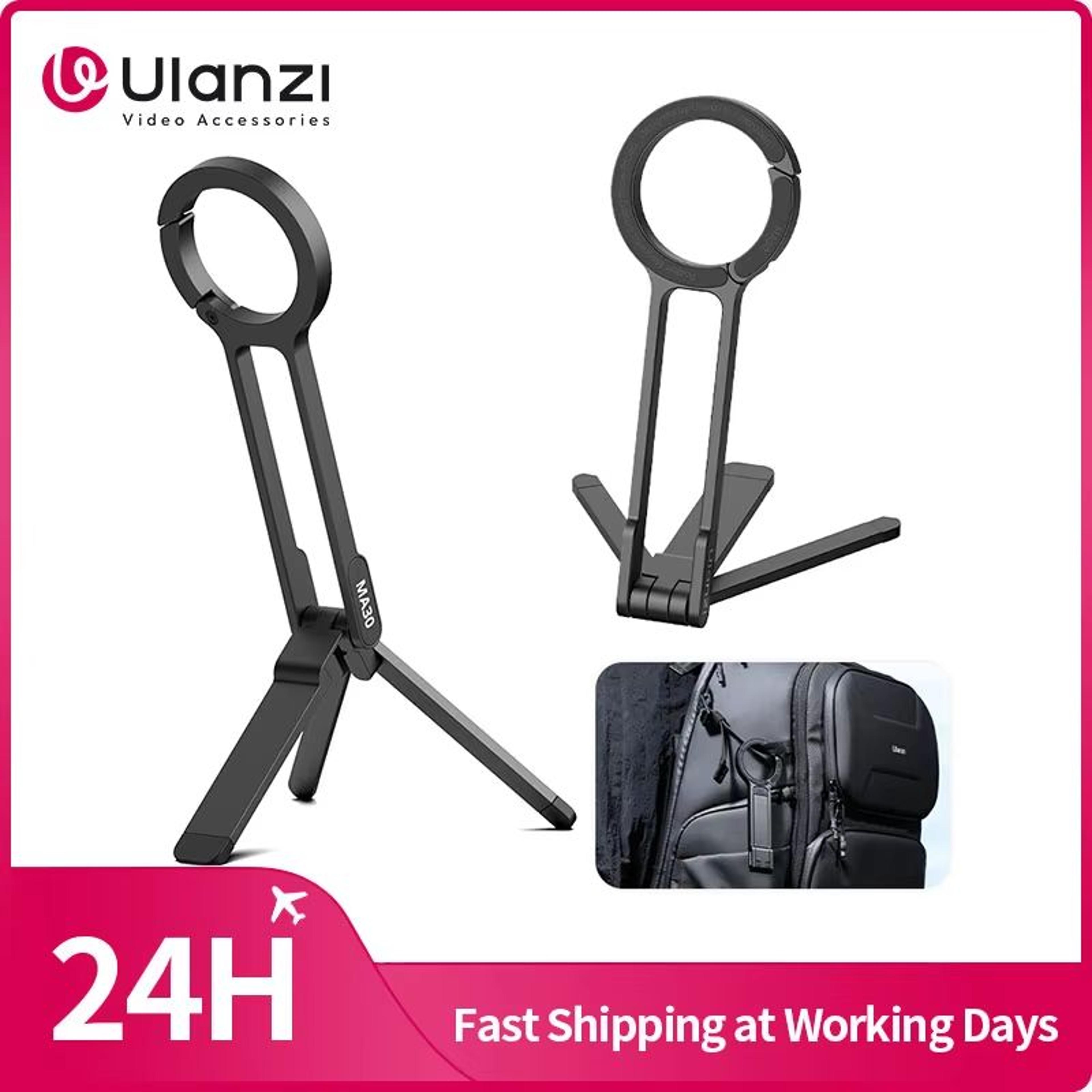ulanzi ma30 carabiner phone tripod – dual-sided magnetic tripod & desk mount for iphone vlogging, travel, and live strea