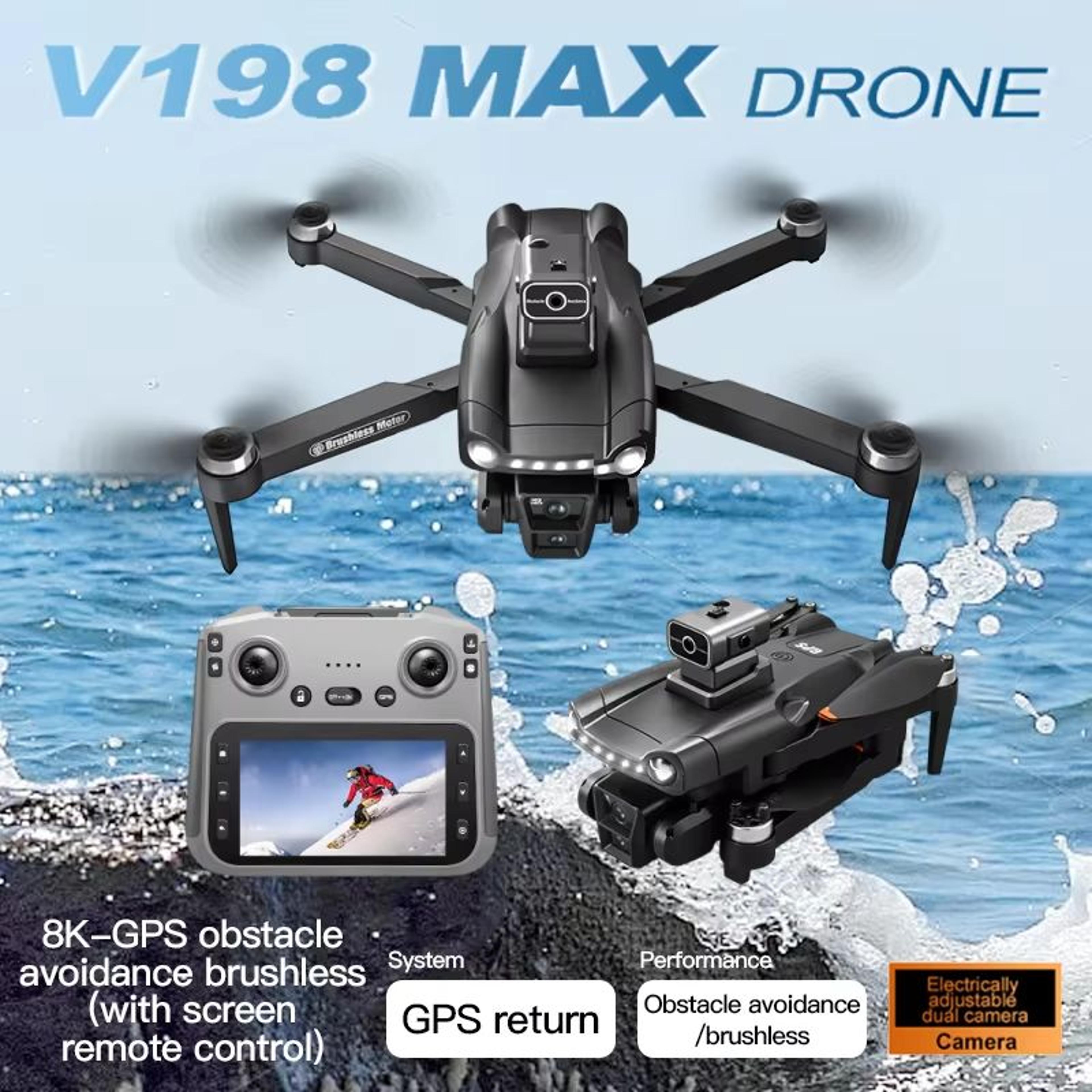 xiaomi v198 gps max drone – 8k hd camera, 5g wifi, brushless motors & laser obstacle avoidance folding quadcopter