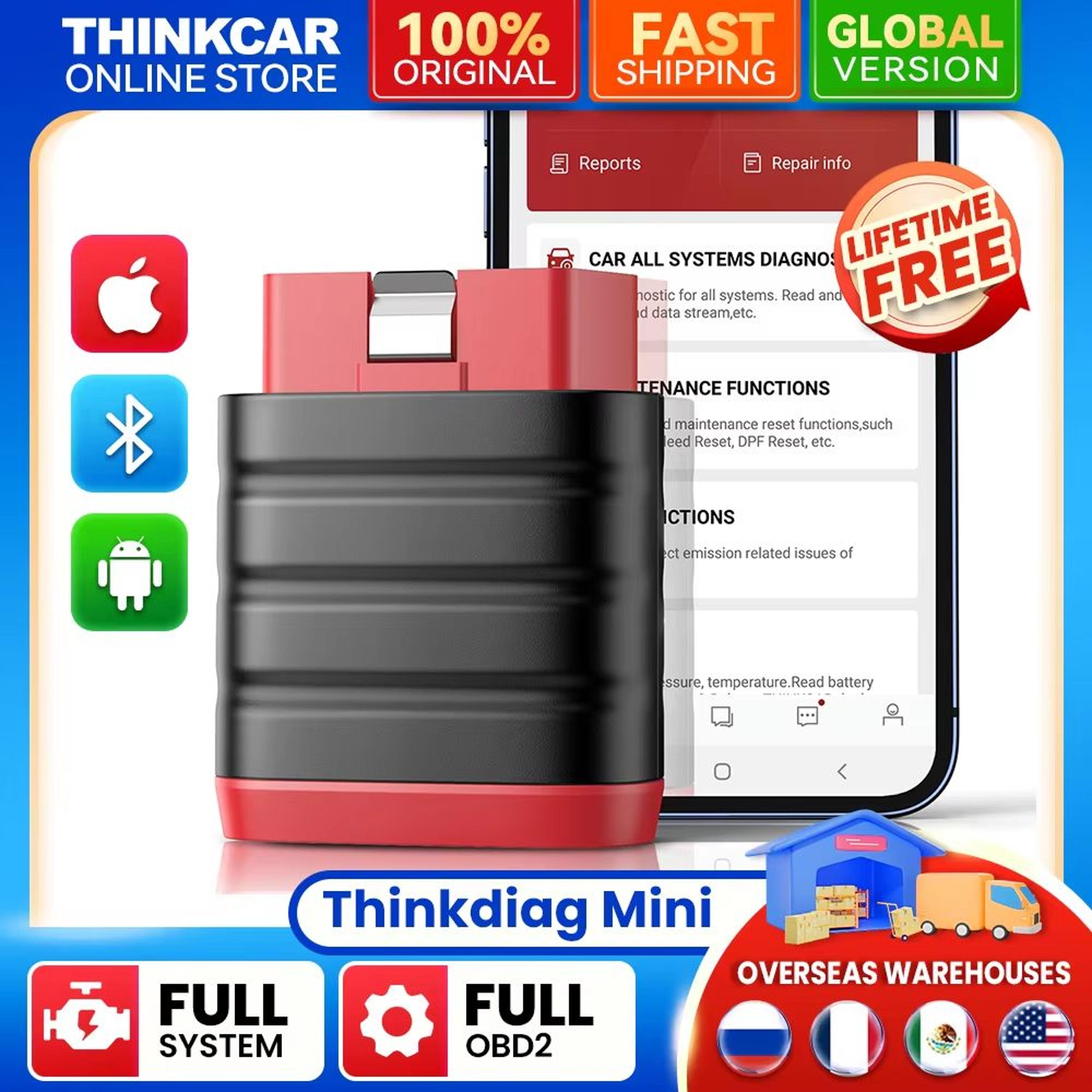 thinkcar thinkdiag mini obd2 scanner – all system car diagnostic tool with lifetime free updates