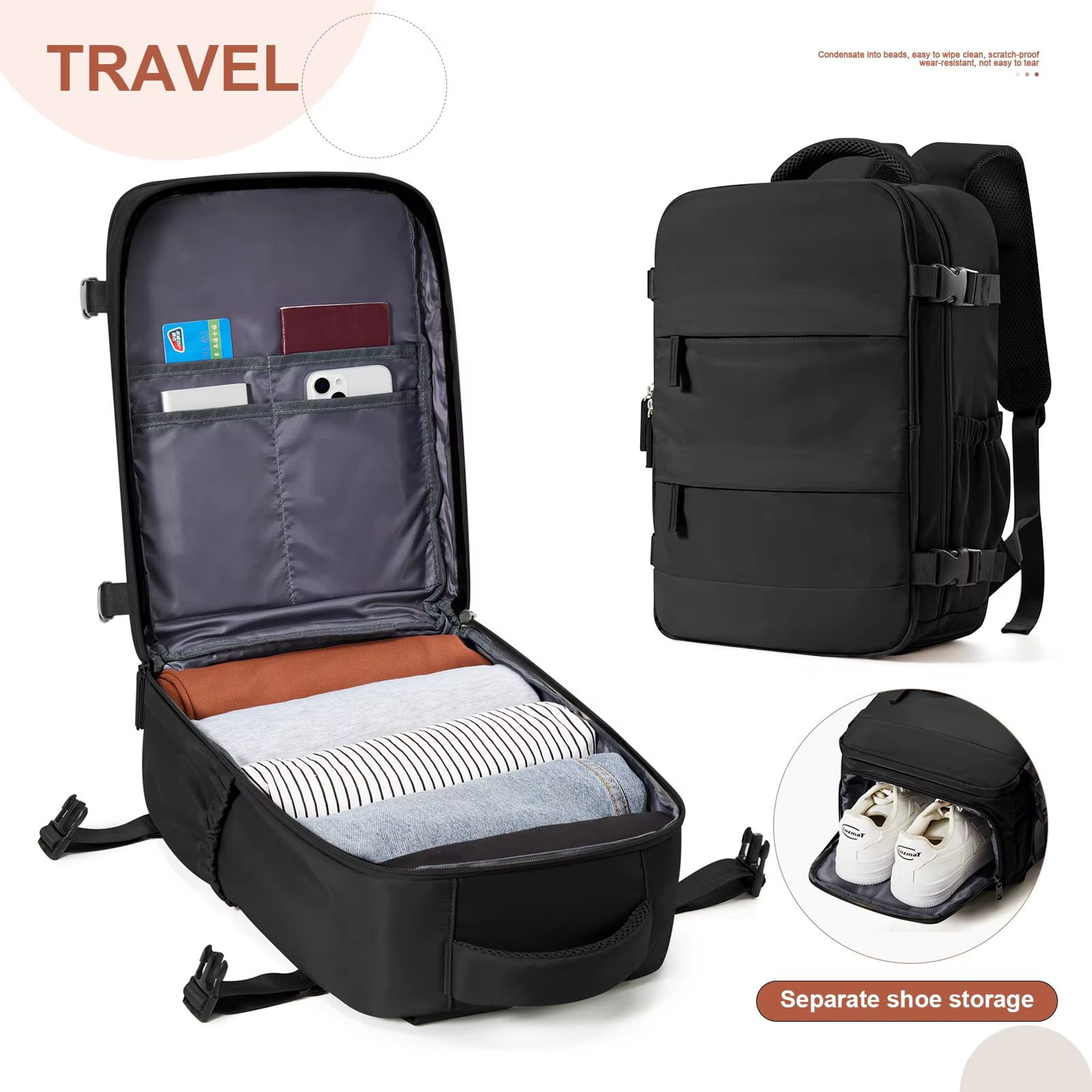 best travel backpack carry on ryanair Fmeida Flight Approved for Fits 14" Laptop PERFECT Personal Item Travel Backpack