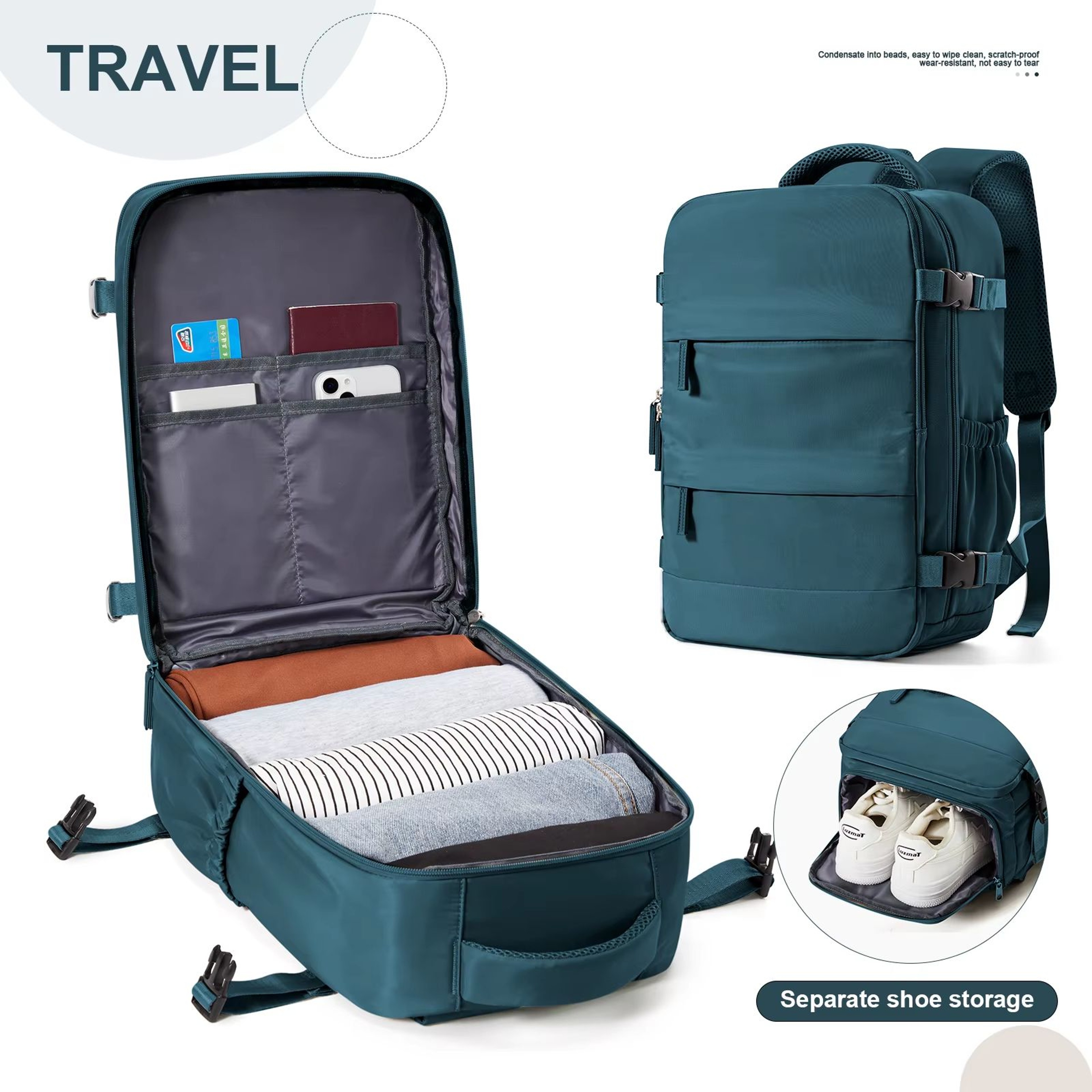 15 travel backpack ryanair Dalston Underseat | 40x28x20cm | Black Expandable Travel Backpack, 40