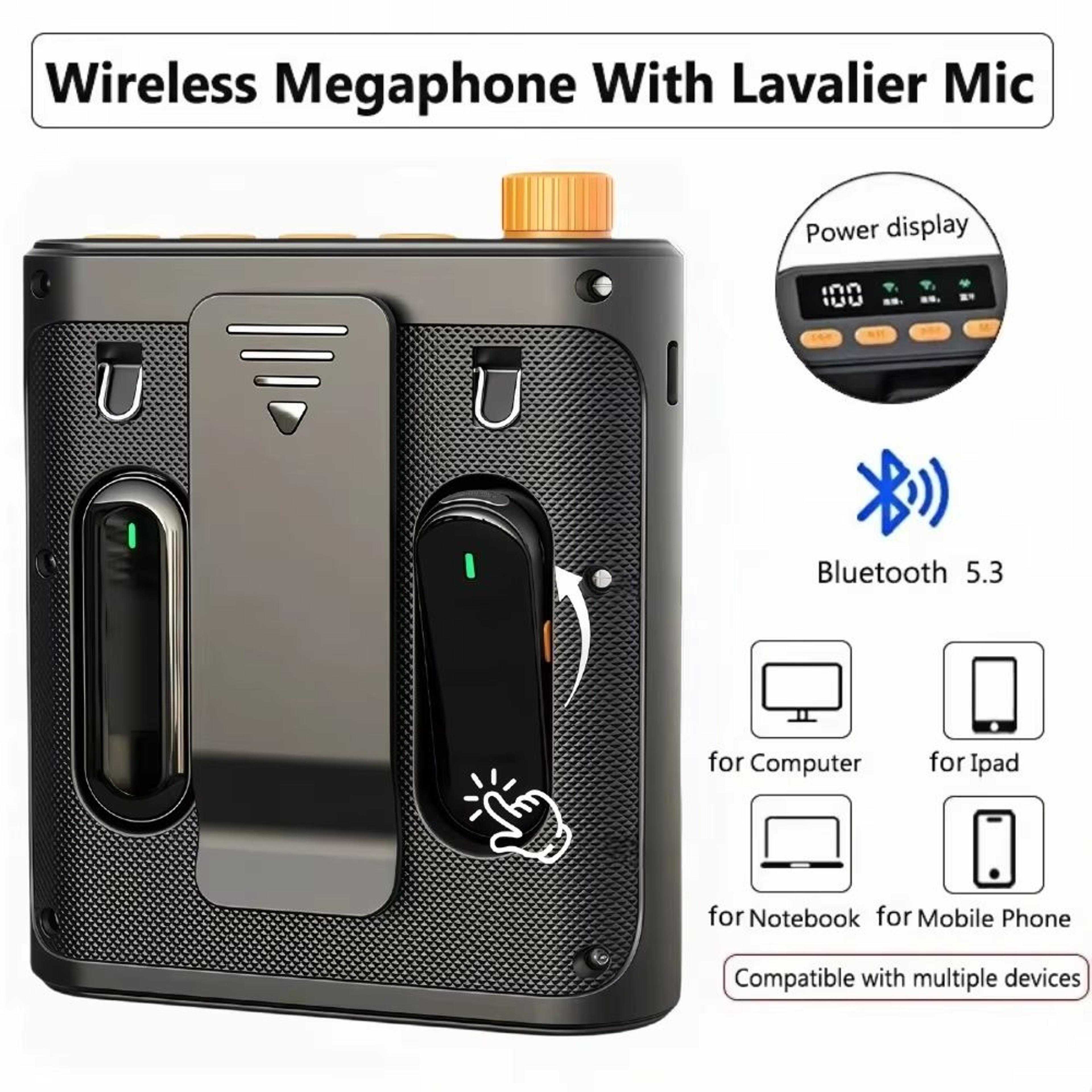 portable bluetooth voice amplifier with lavalier microphone