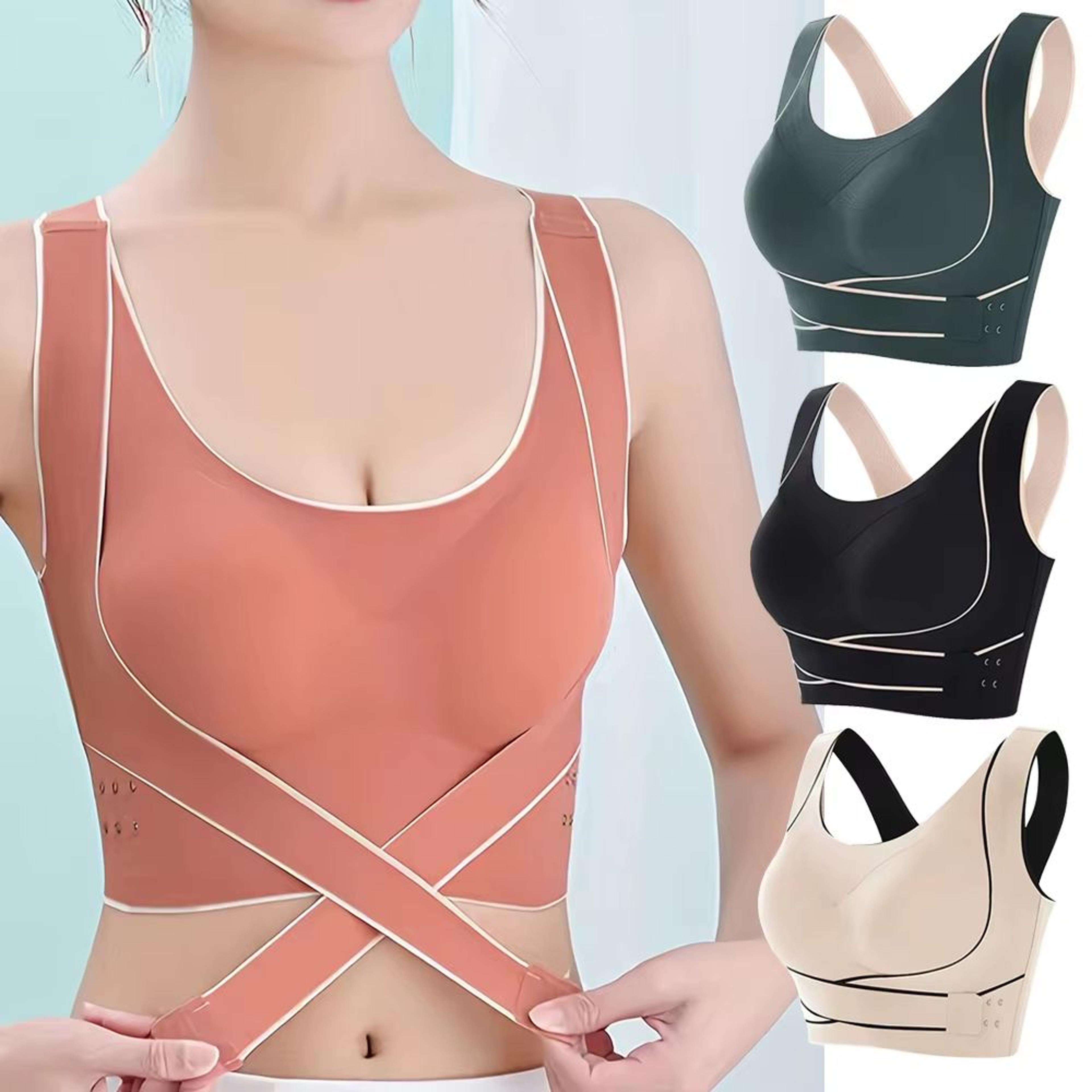 women's sports bra with front adjustable buckle – wireless padded workout top