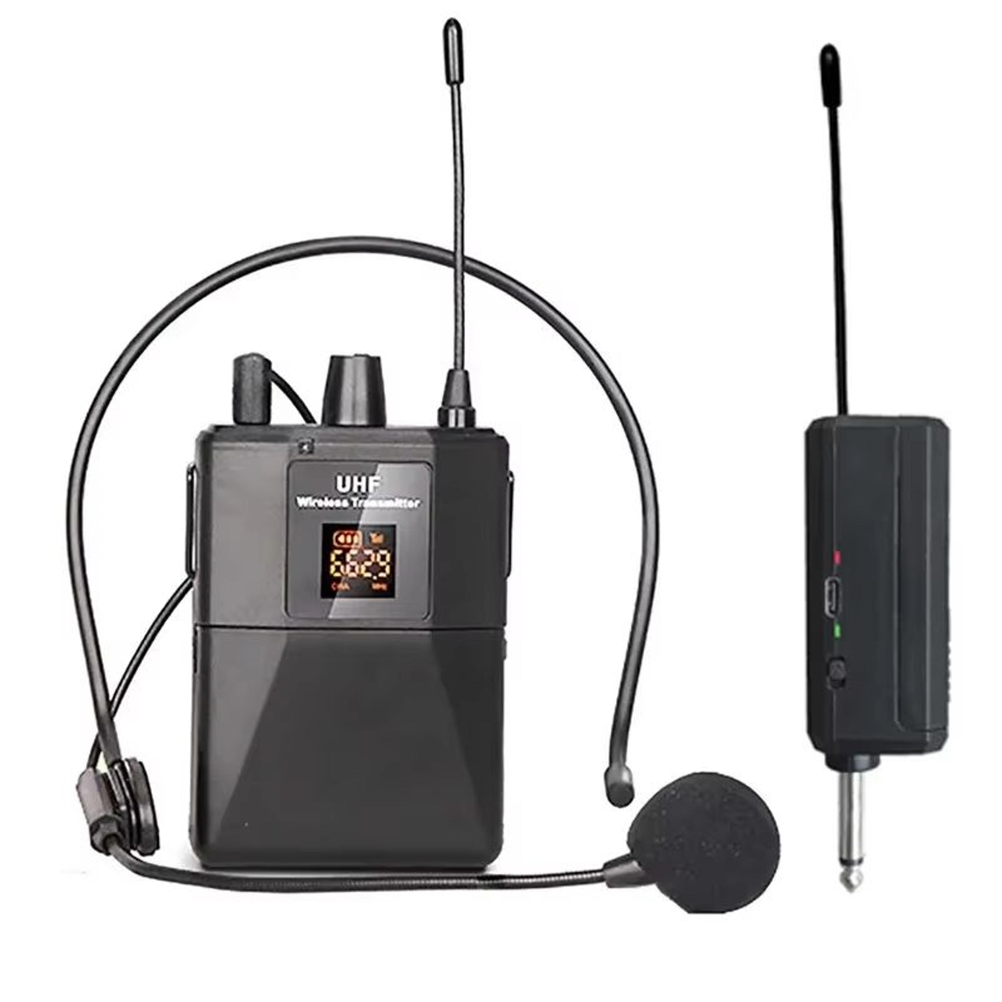 uhf wireless headset microphone with bodypack transmitter & receiver – led display for teaching, presentations & live pe
