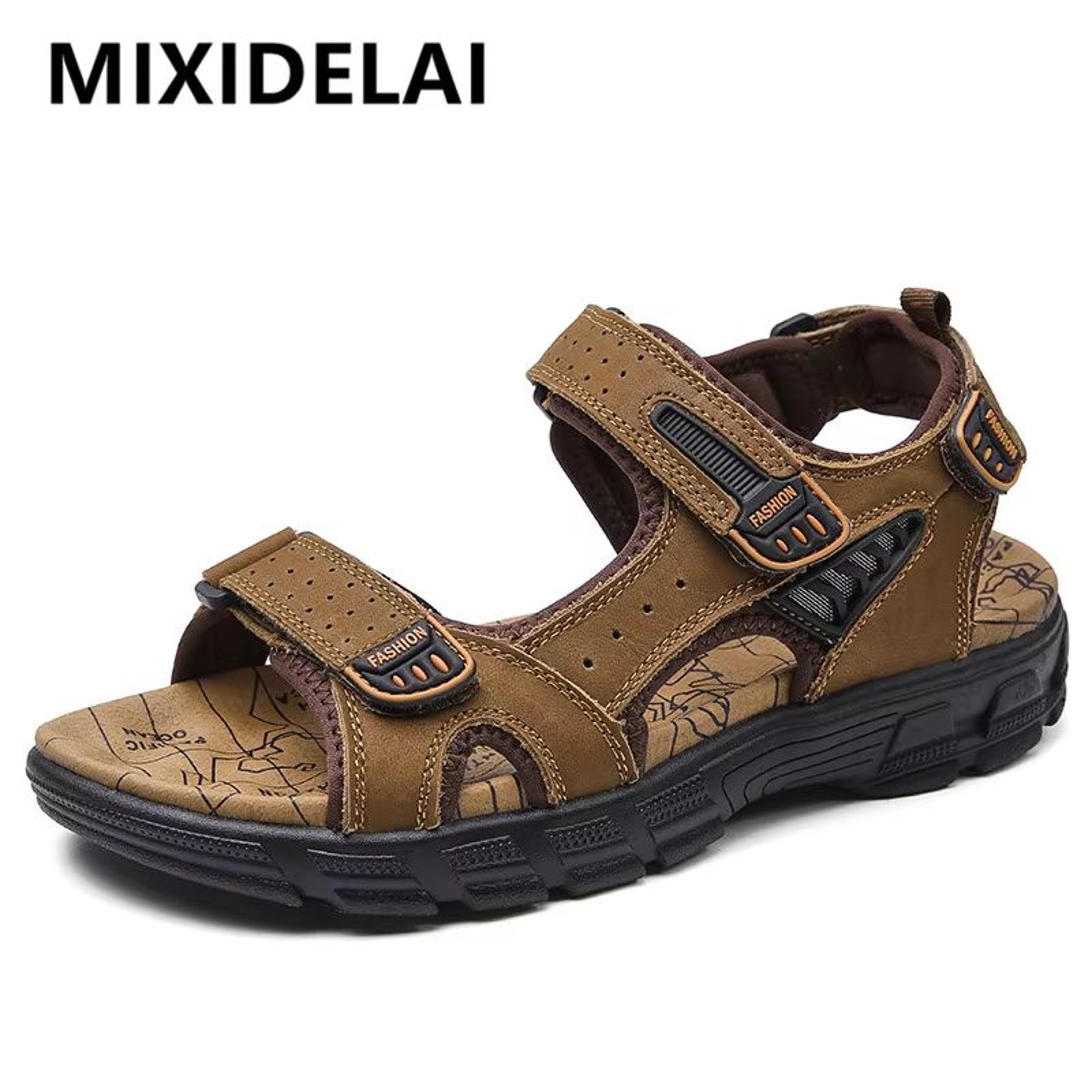 classic men's genuine leather sandals – lightweight summer outdoor casual sandals for comfort & style