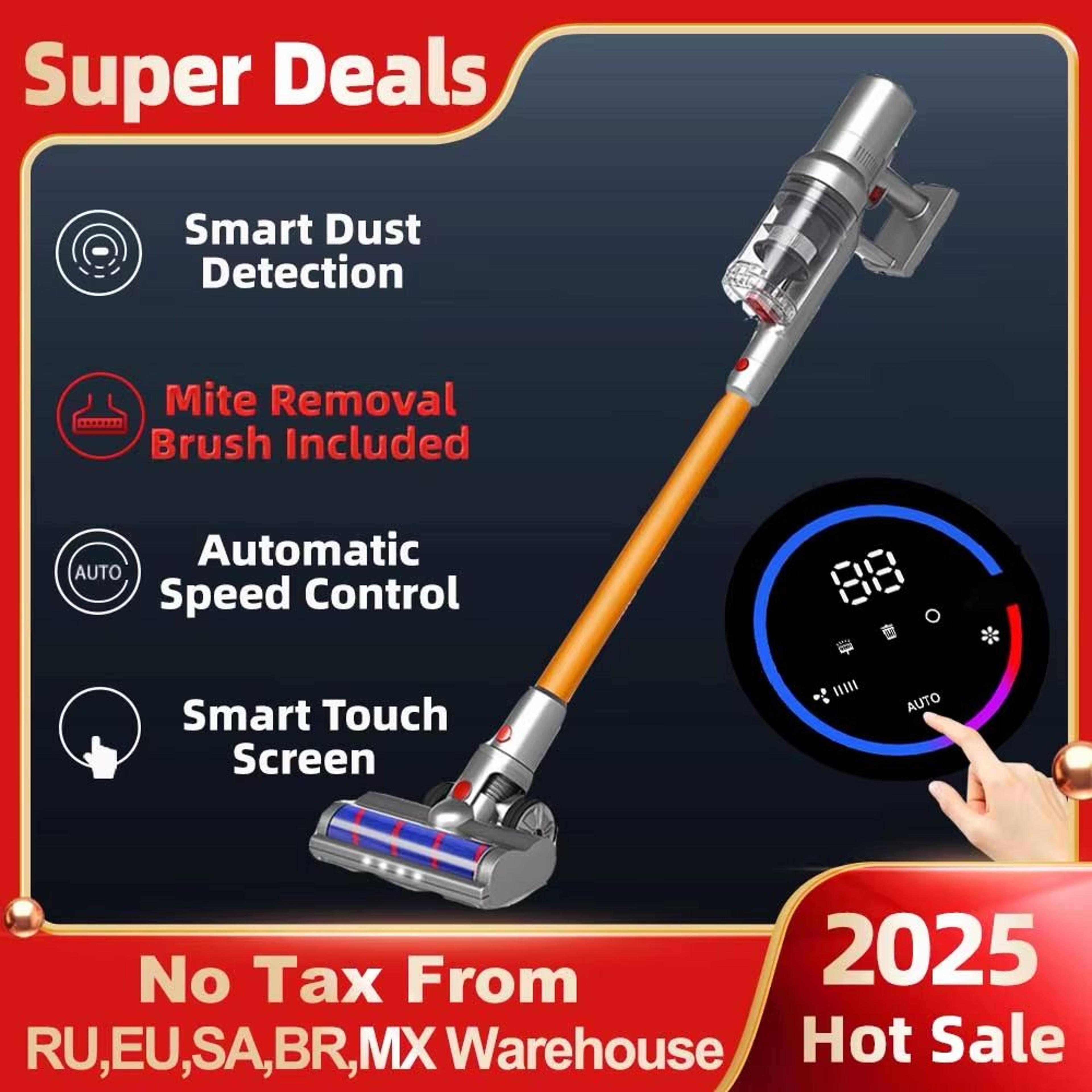 wireless handheld vacuum cleaner vc205 – cordless stick vacuum with 27000pa suction, smart dust sensor & touch screen