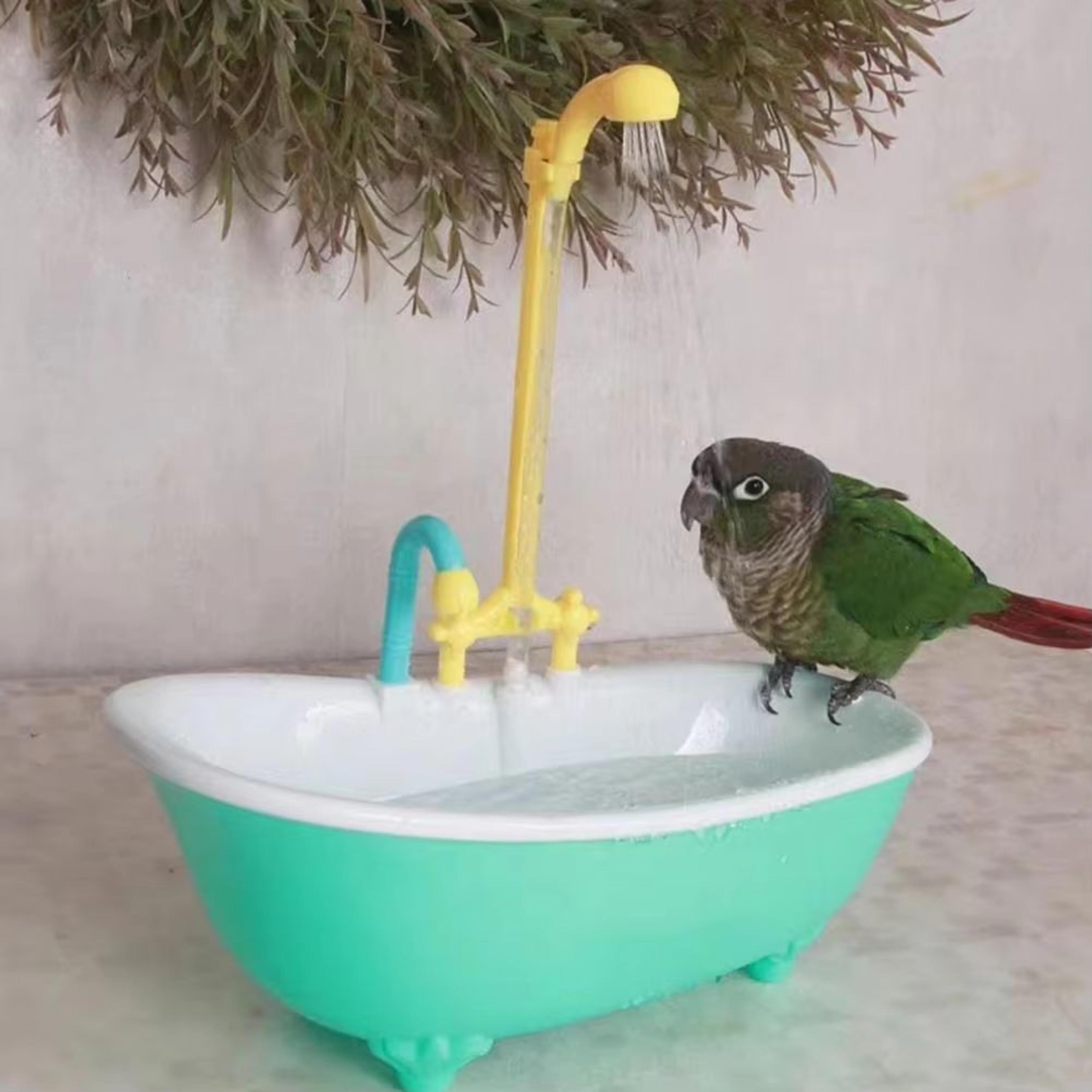 automatic bird bath for parrots – intelligent cage shower with cute plastic design for healthy grooming