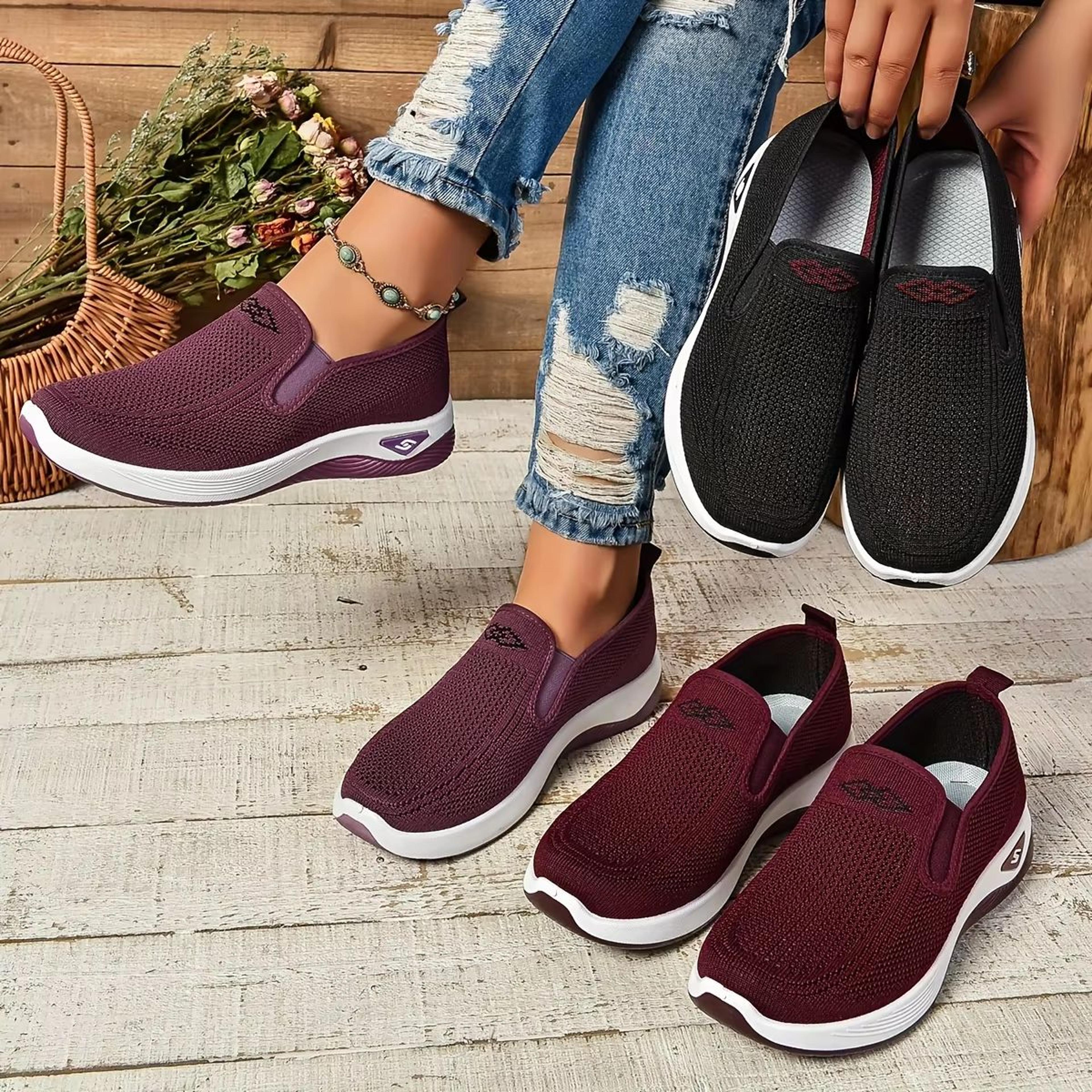 elegant comfort women's casual sneakers – soft sole, solid color, everyday style
