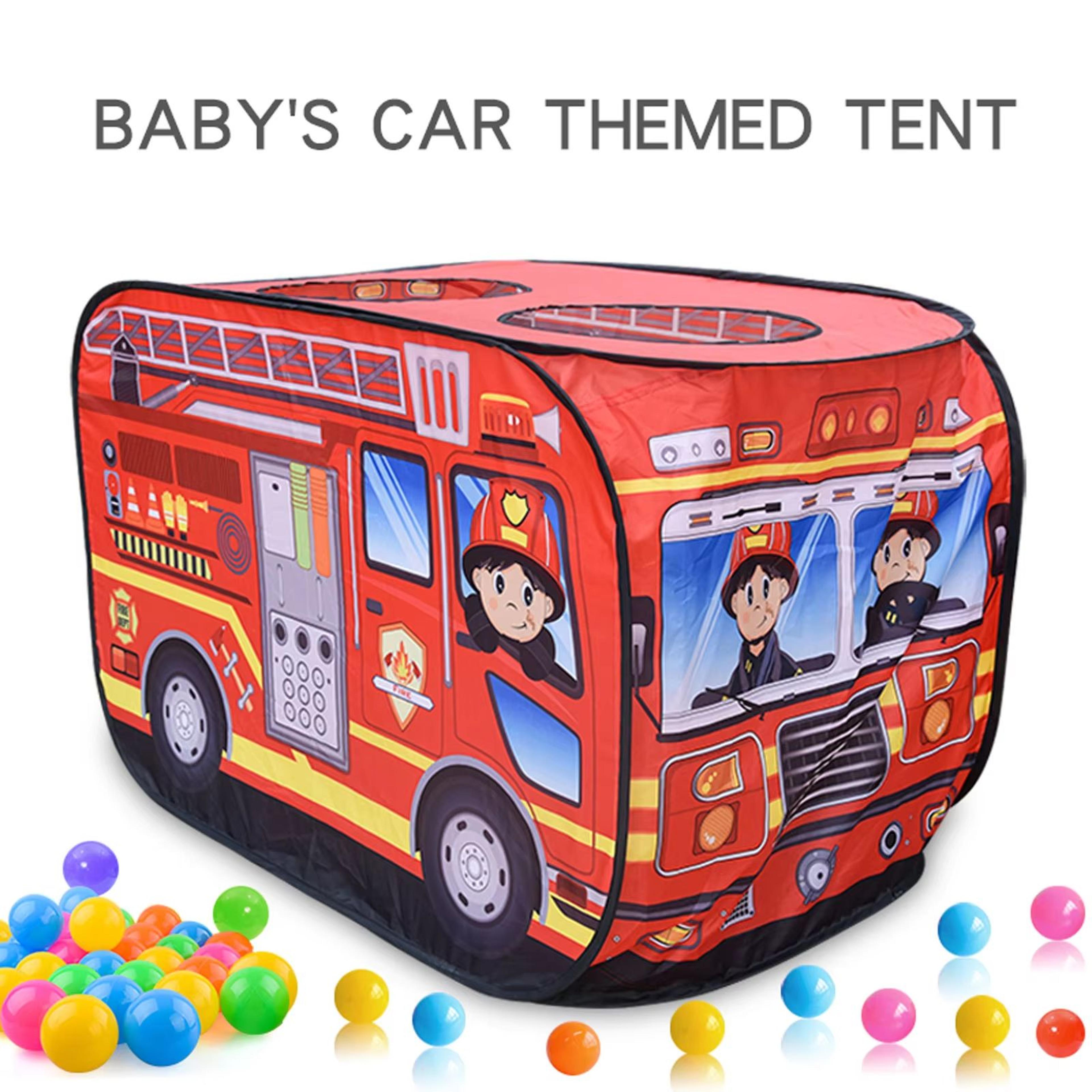 children's fire truck play tent – indoor and outdoor kids' car tent house with sunroof