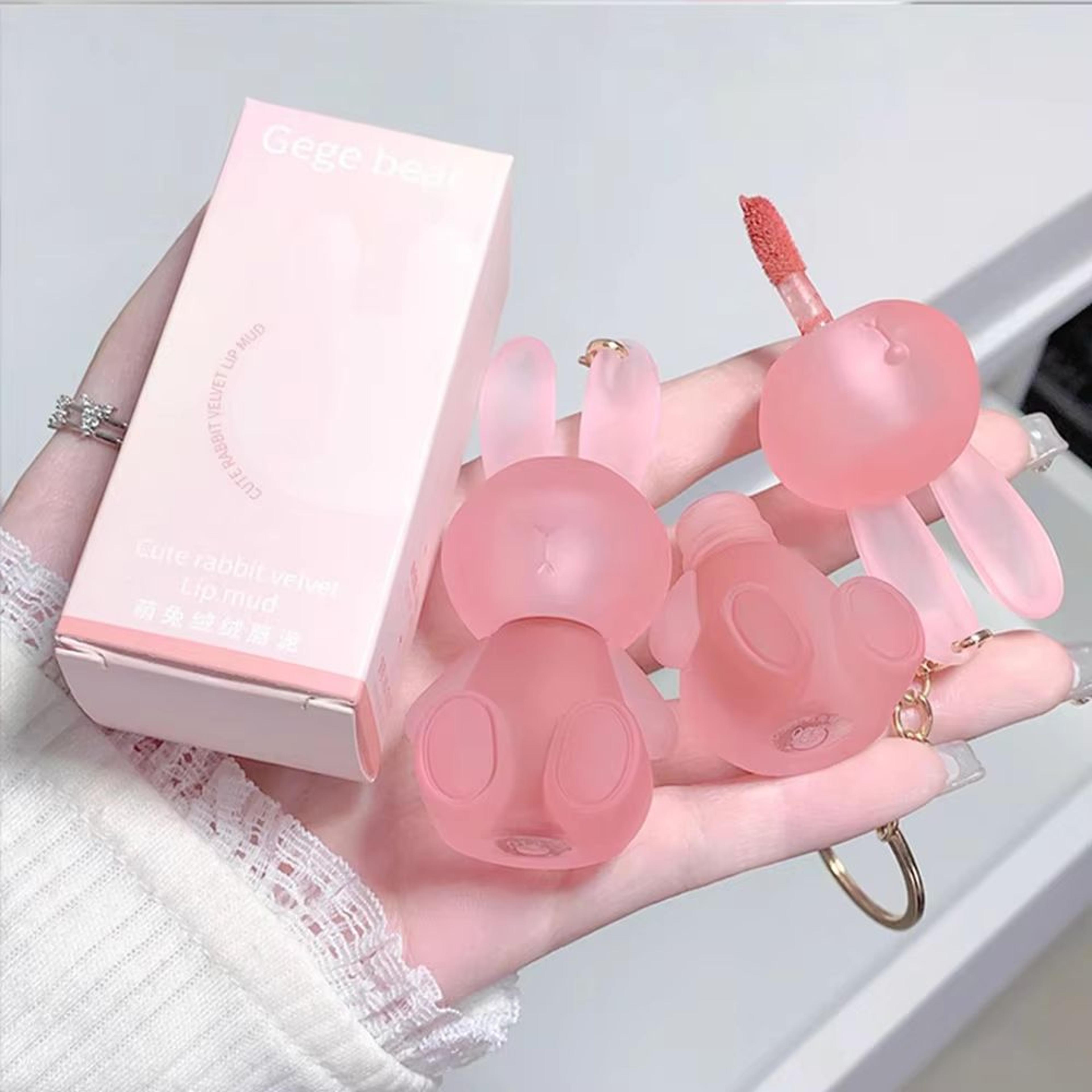 gege bear rabbit lip glaze – long-lasting matte lipstick with velvet lip clay finish