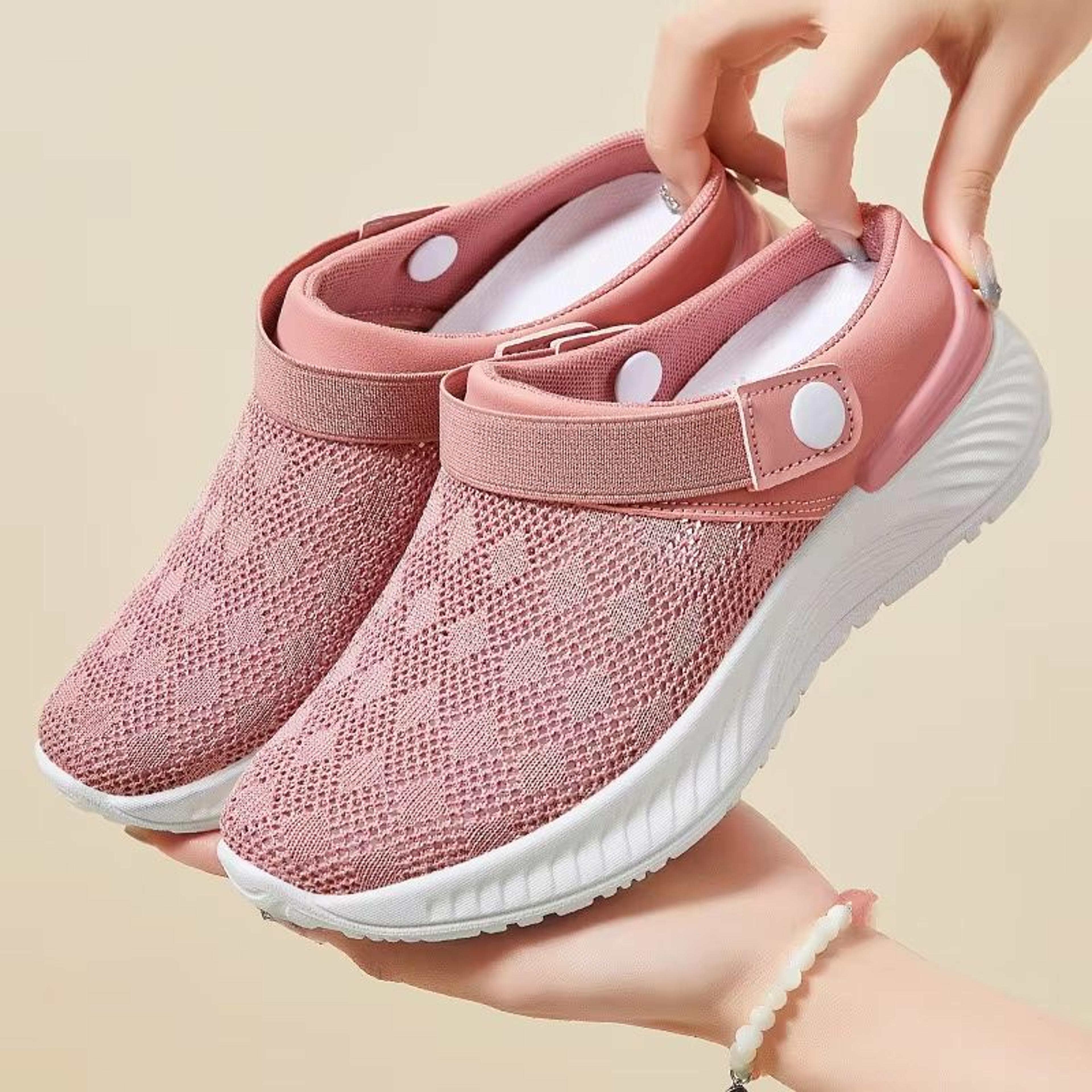 2025 summer women's mesh slip-on slippers – casual breathable half-support shoes