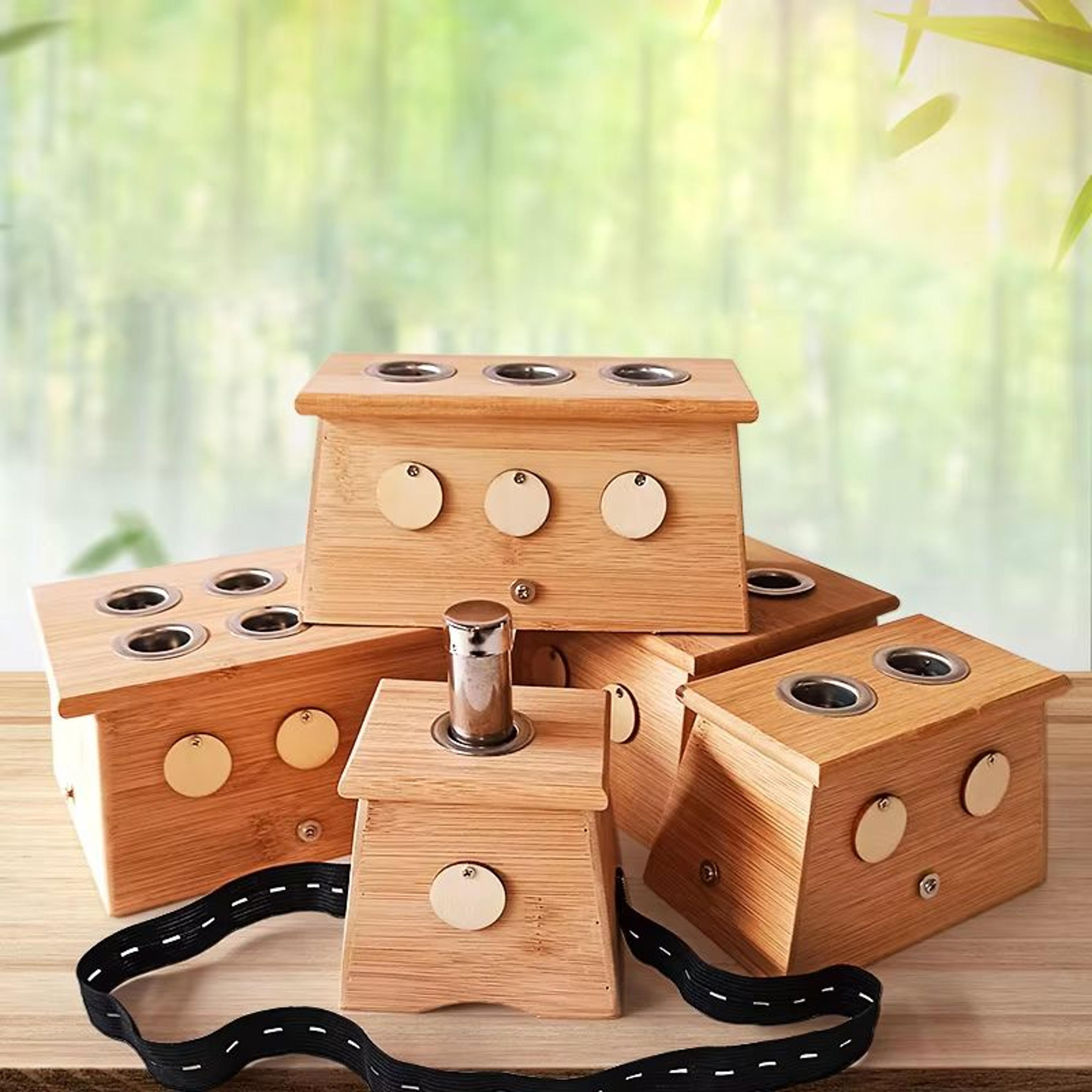 natural bamboo moxibustion box – traditional moxa therapy burner for pain relief, acupuncture & body massage care