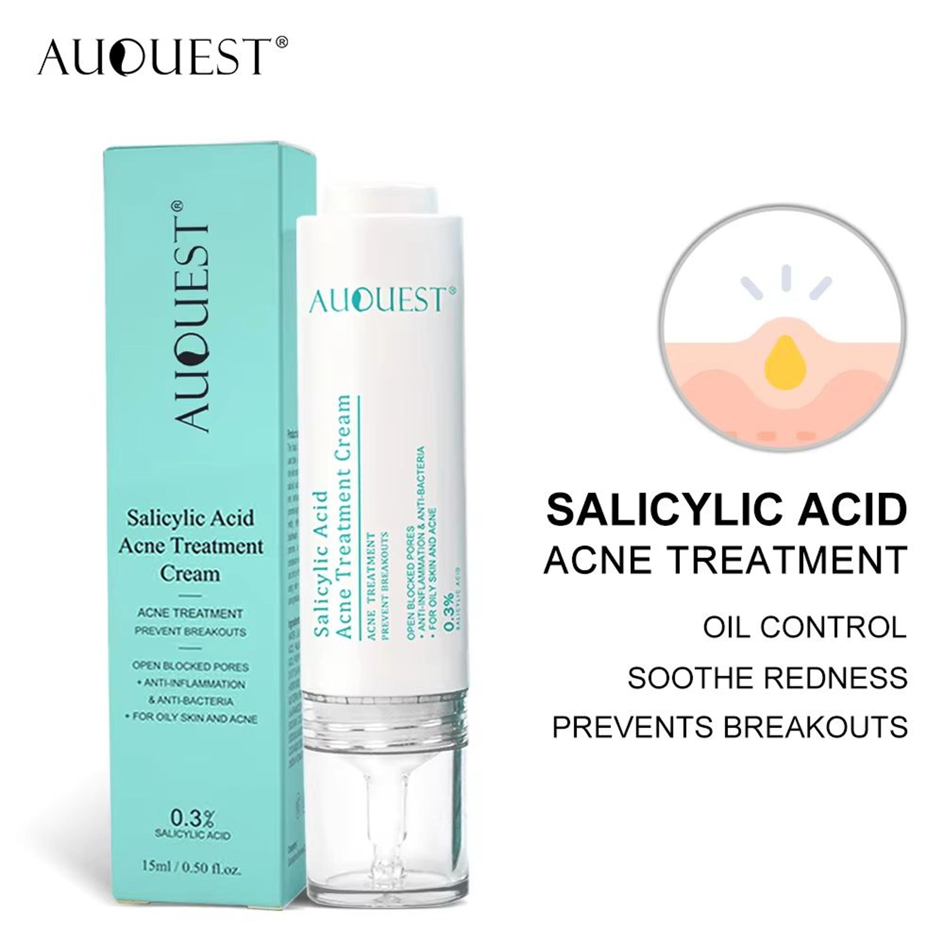 auquest salicylic acid acne face cream – pore refining & blackhead removal niacinamide moisturizer