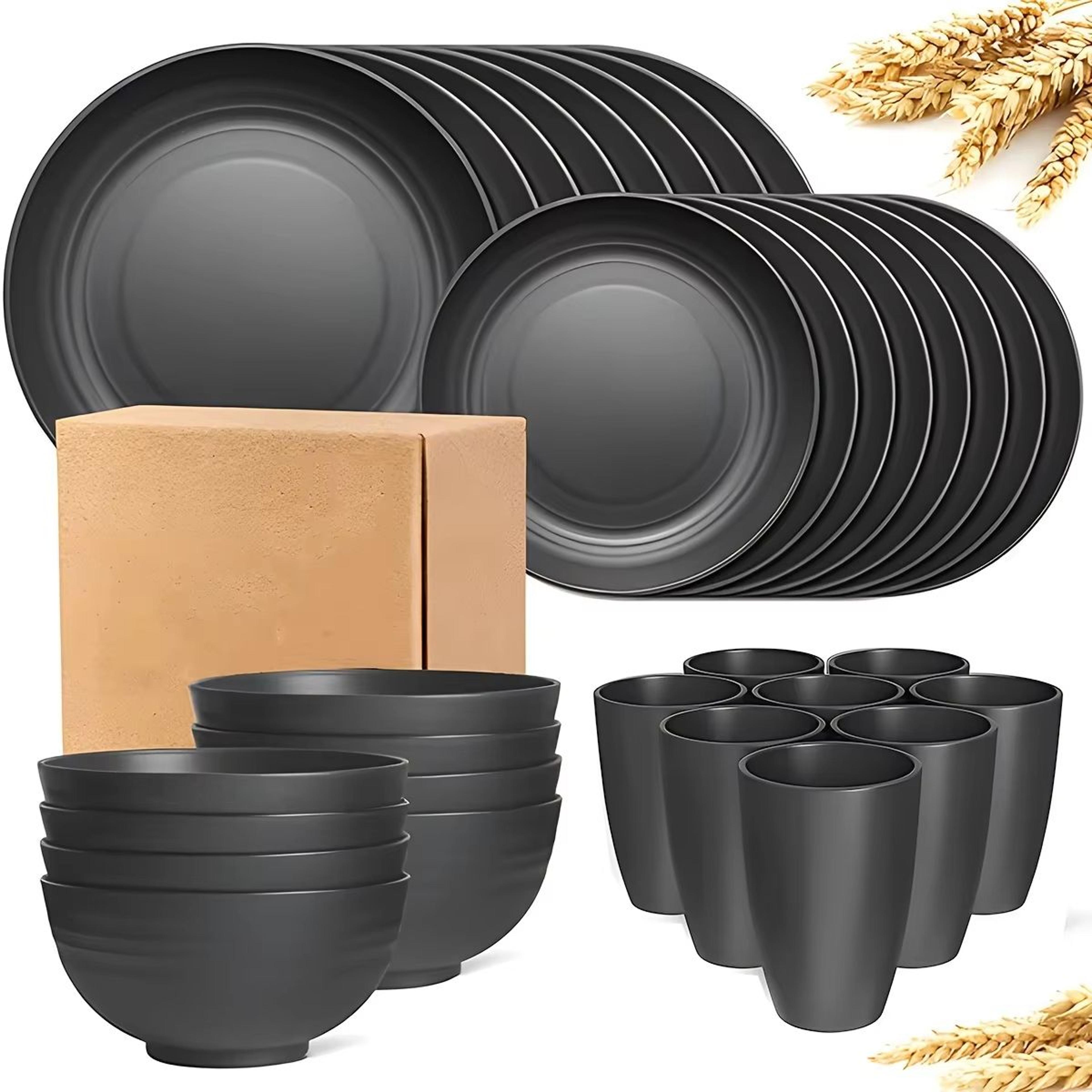 16/32-piece tableware set – plates, bowls & cups for home, camping, picnic & family gatherings