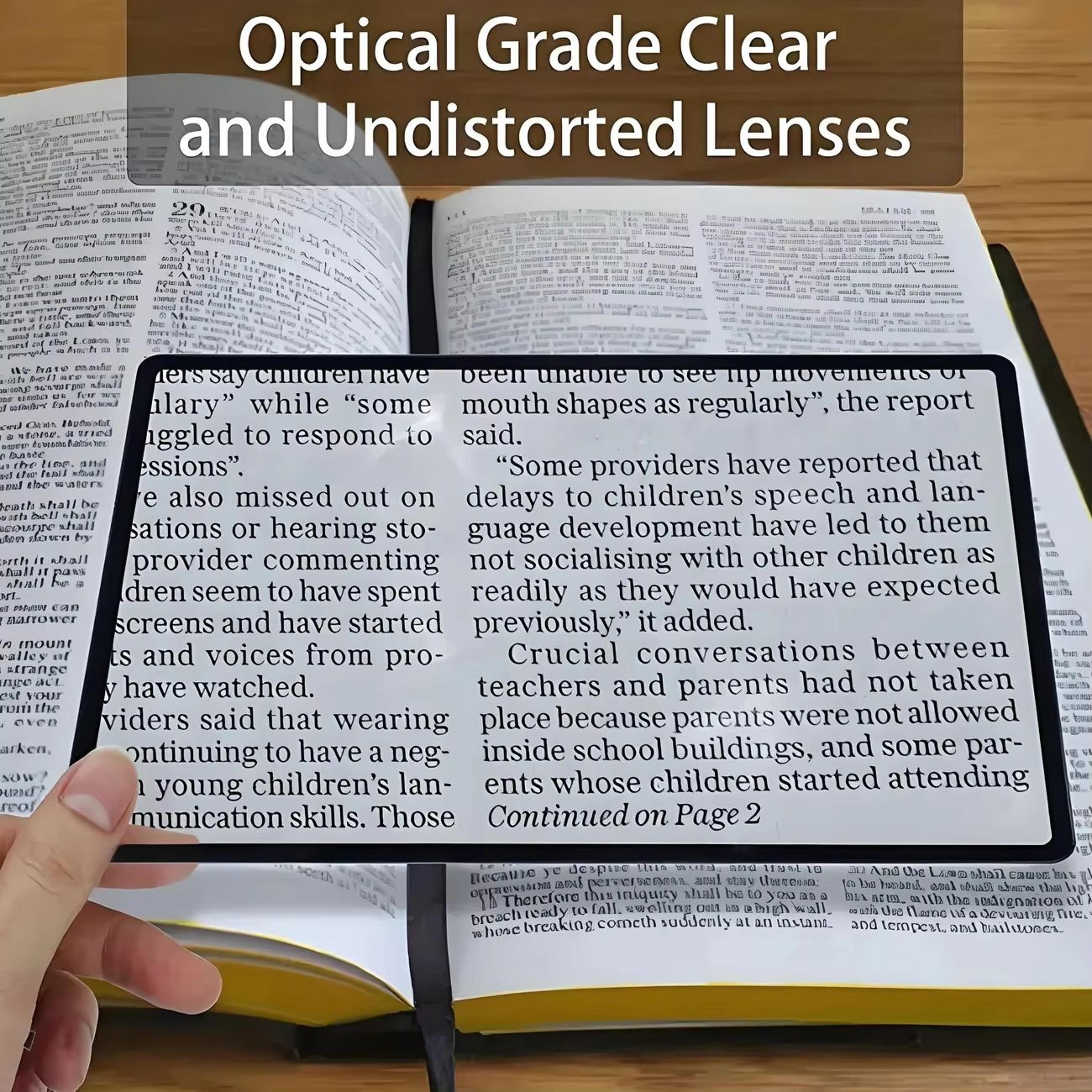 full page magnifying glass sheet, large reading aid lens for books, newspapers, and documents