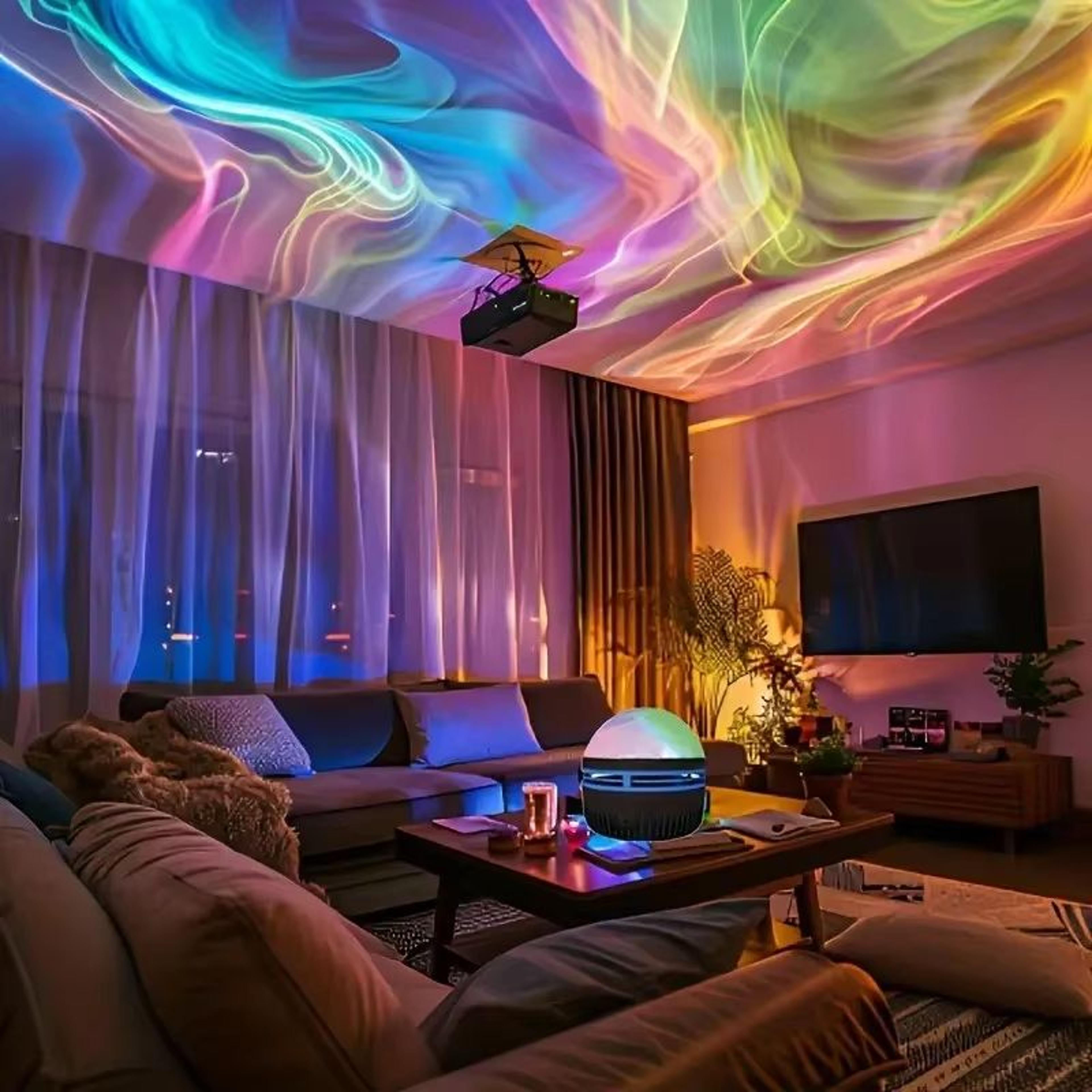 aurora borealis starry sky projector – led night light with remote control & 7 stunning lighting effects