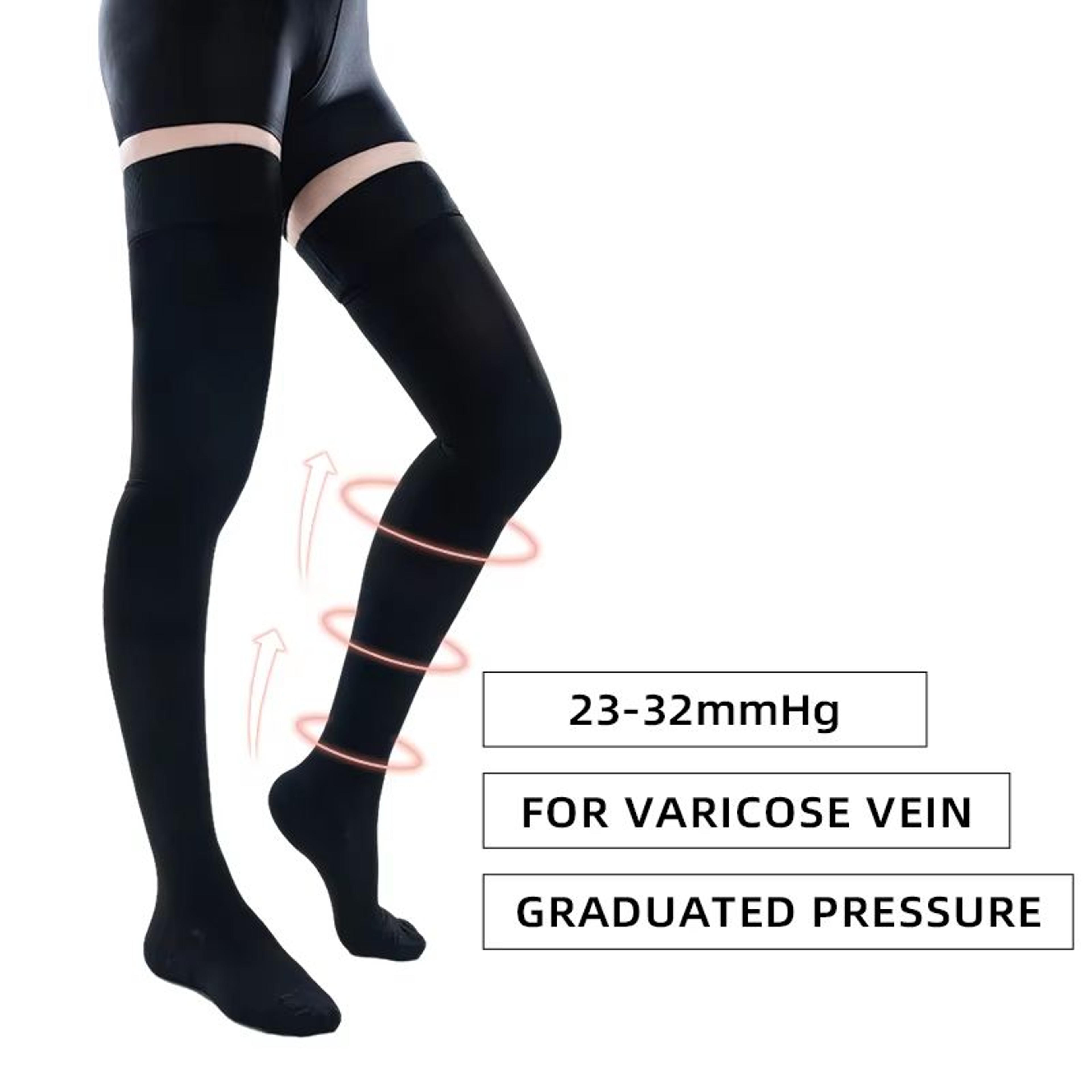 medical compression stockings 20–30mmhg – graduated pressure thigh-high socks for varicose veins, edema & swelling relie