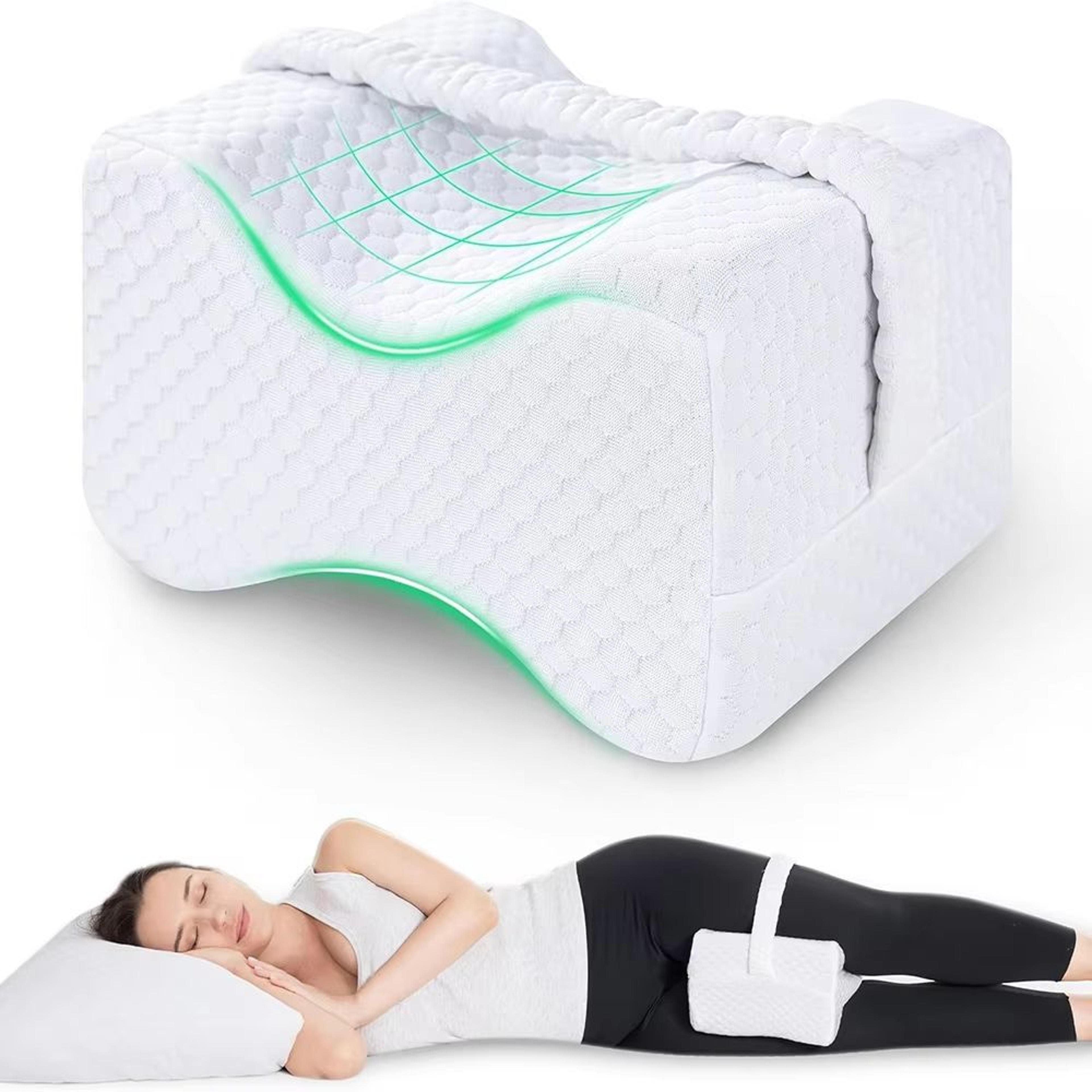 memory foam knee pillow for side sleepers – soft leg support with adjustable straps