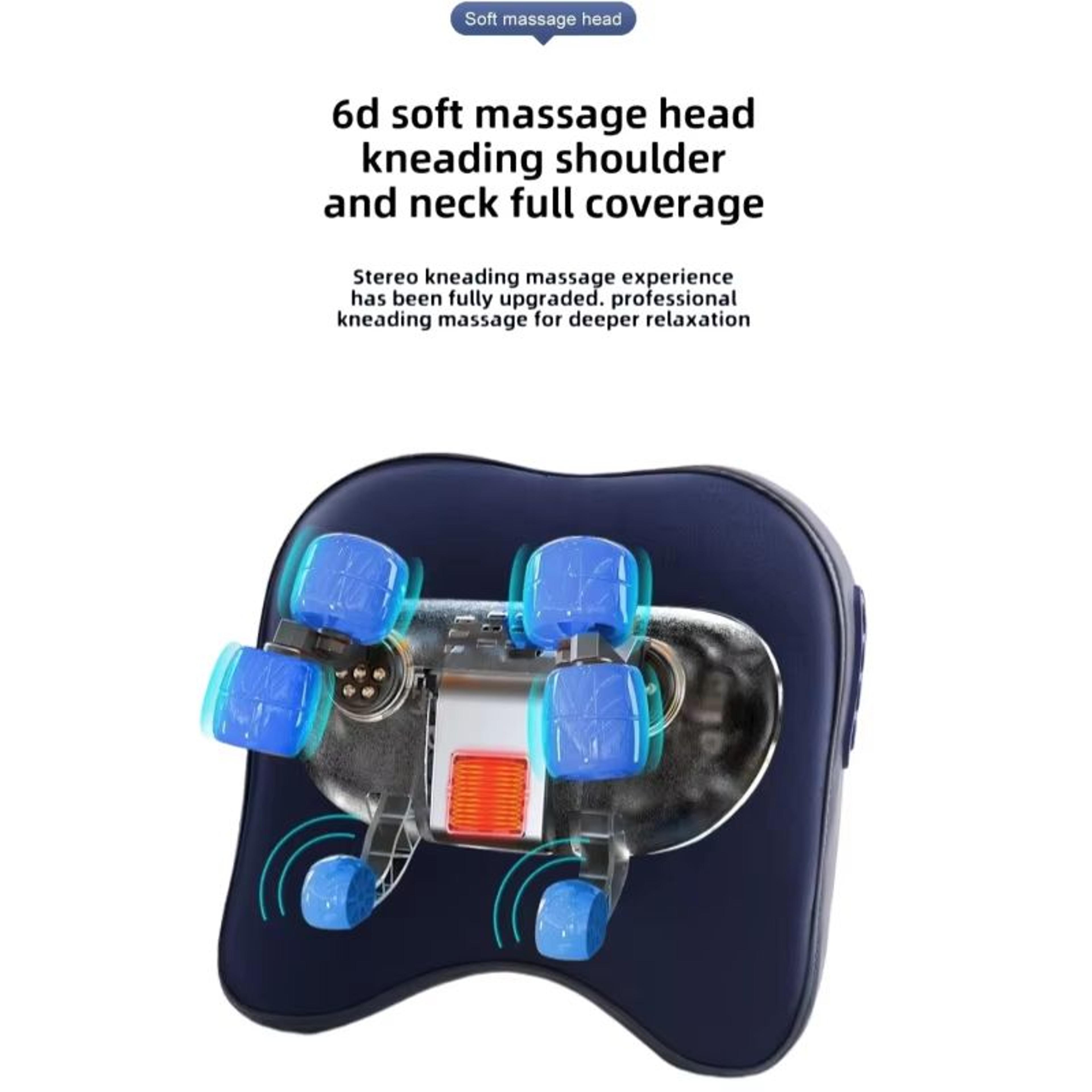 wireless electric trapezius massage pillow – shiatsu neck, shoulder, and waist massager with heat