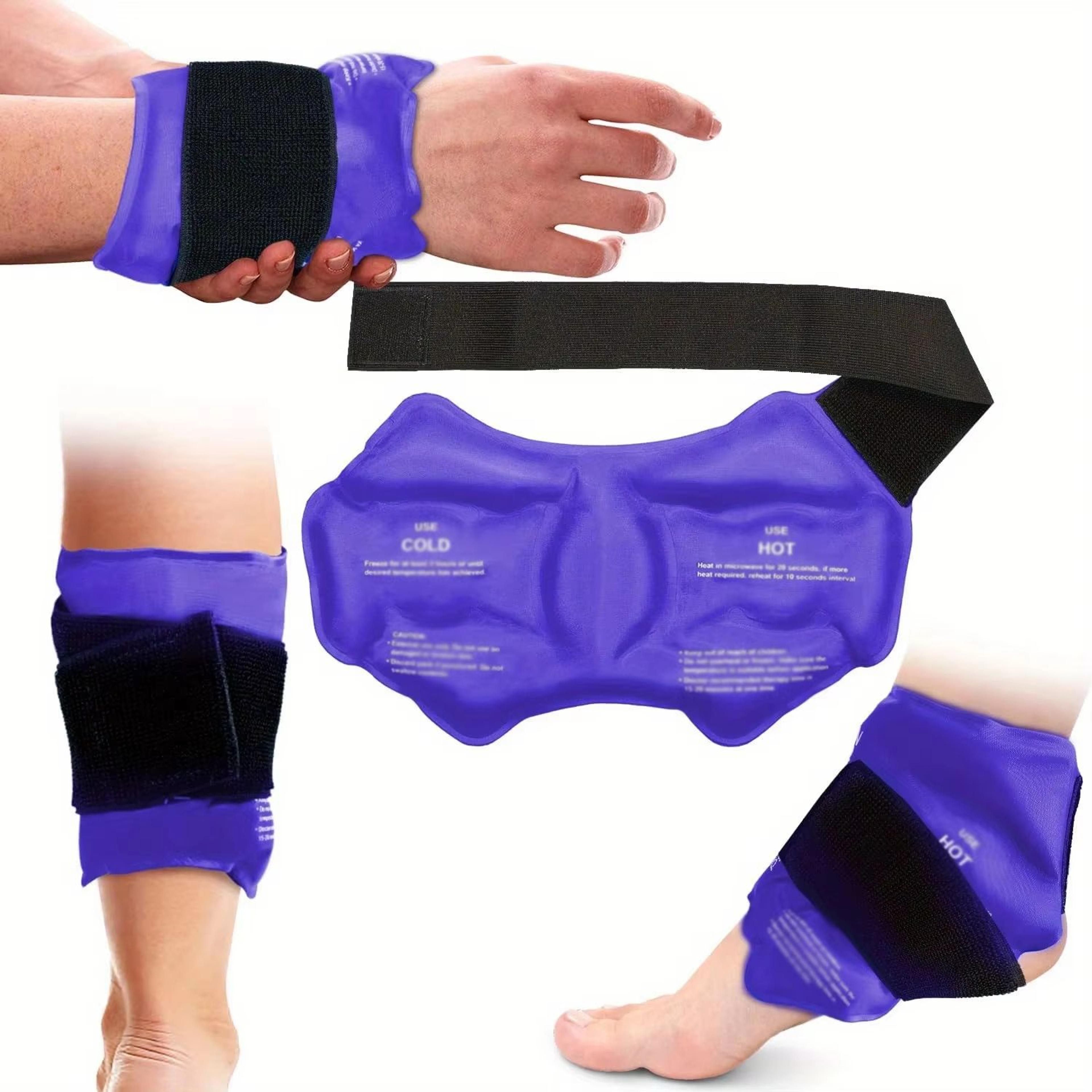 hot & cold ankle brace ice pack wrap – reusable gel therapy support for pain relief, sprains & sports injuries
