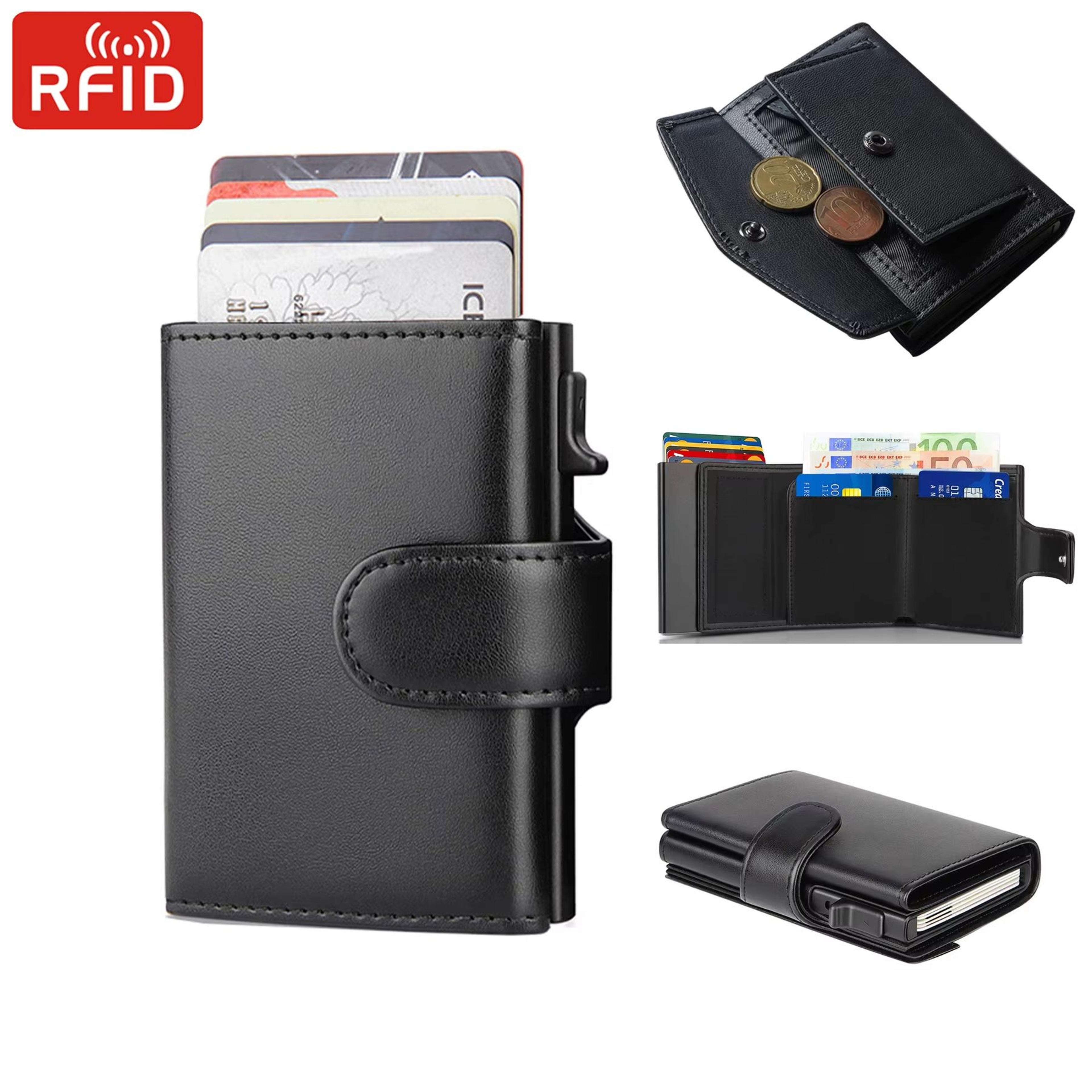 smartshield rfid trifold leather wallet for men with coin pocket