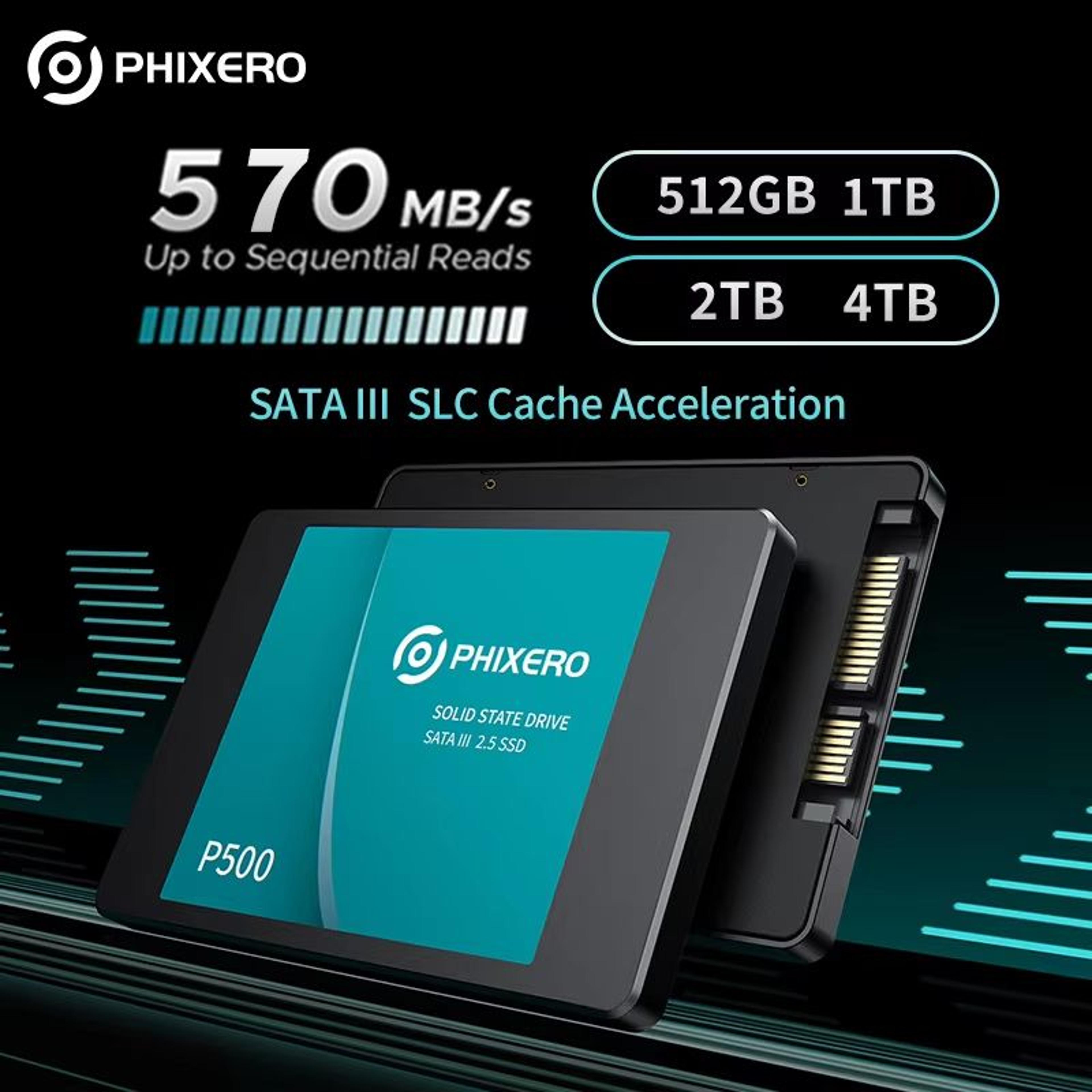 phixero 2.5" sata ssd internal hard drive – high-speed solid state drive for laptop & pc (128gb to 4tb)