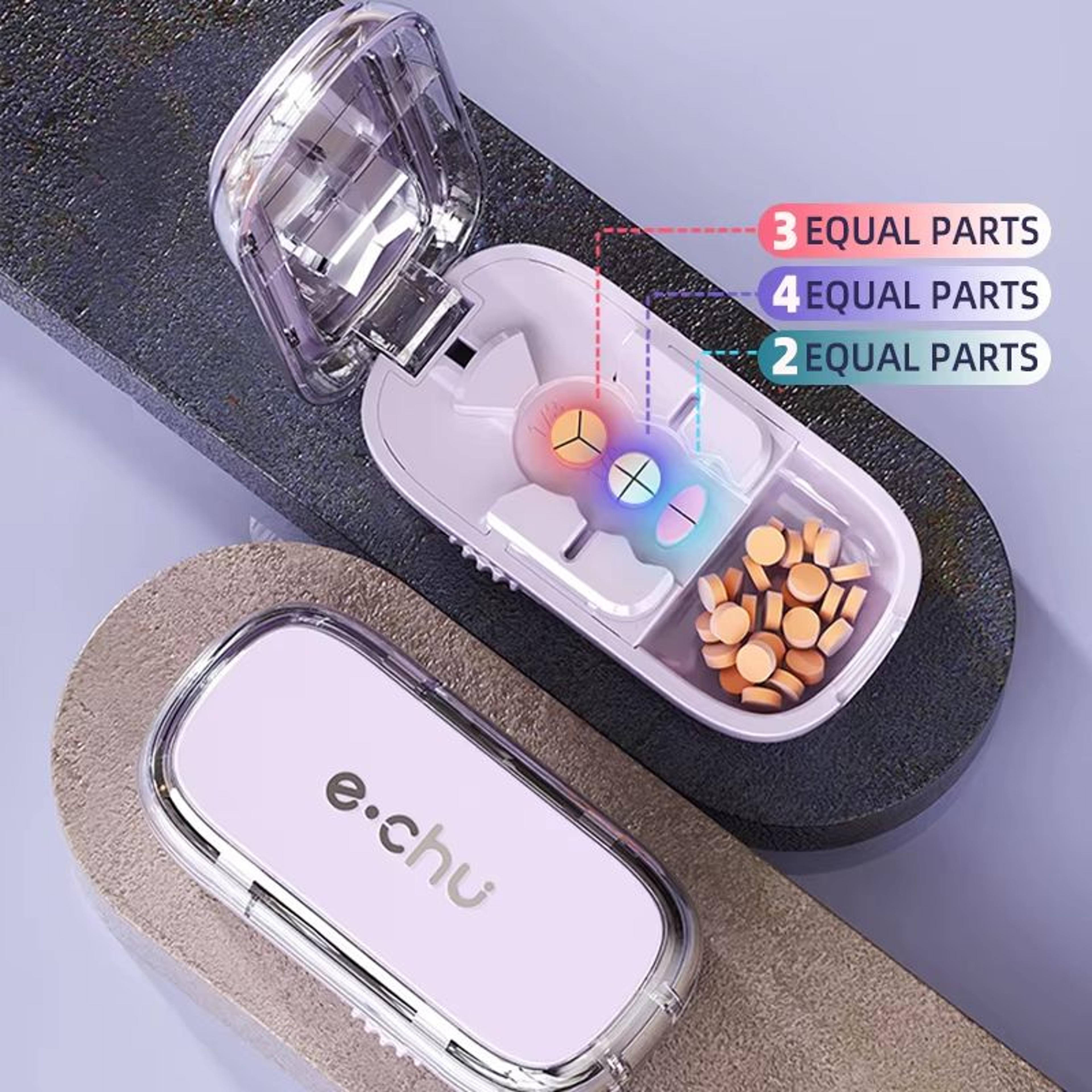 3-in-1 pill cutter and medicine splitter – precise tablet divider, quarter & half pill organizer, portable pill box