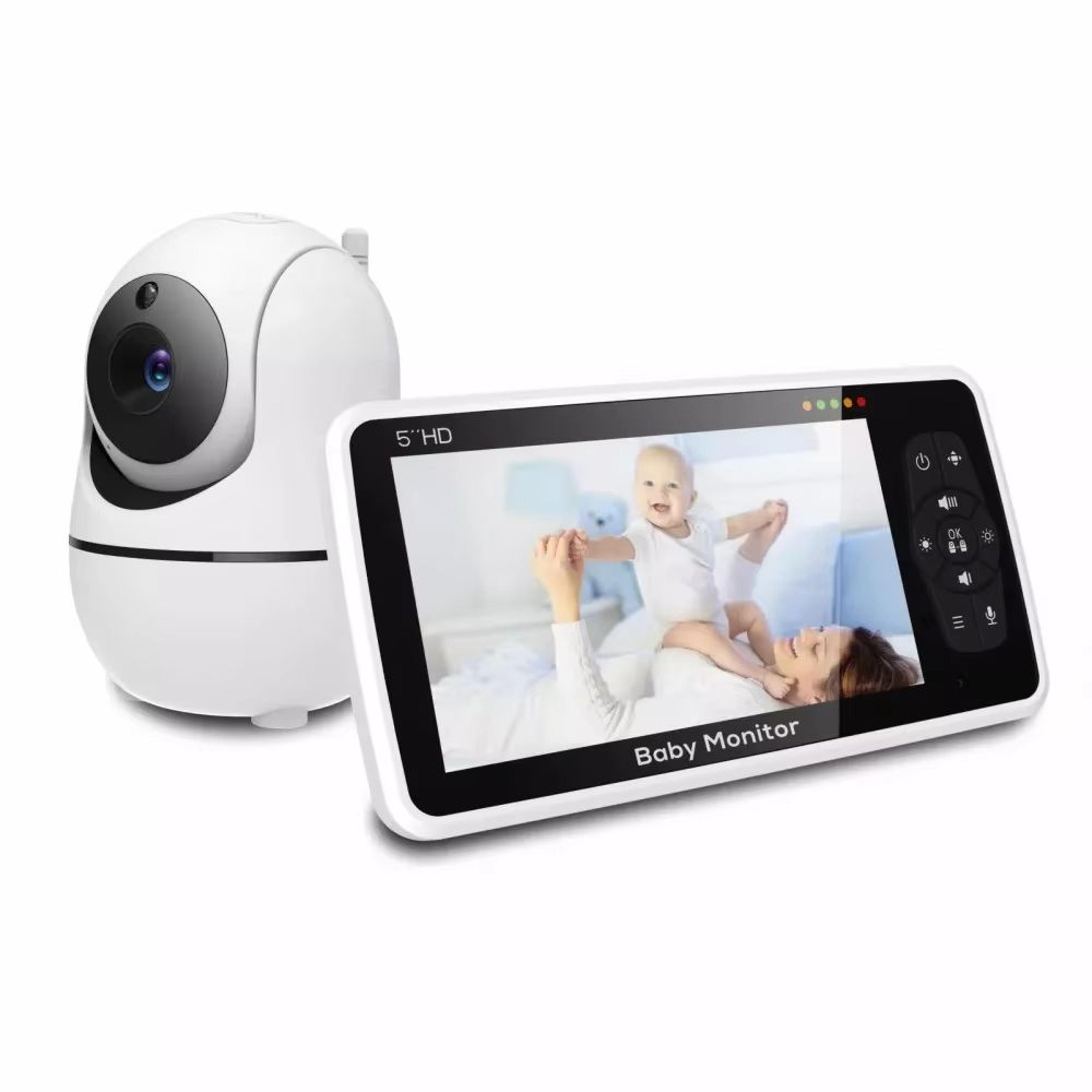5-inch video baby monitor with camera & audio – long range, 22-hour battery, 4x zoom, 2-way talk & temperature sensor