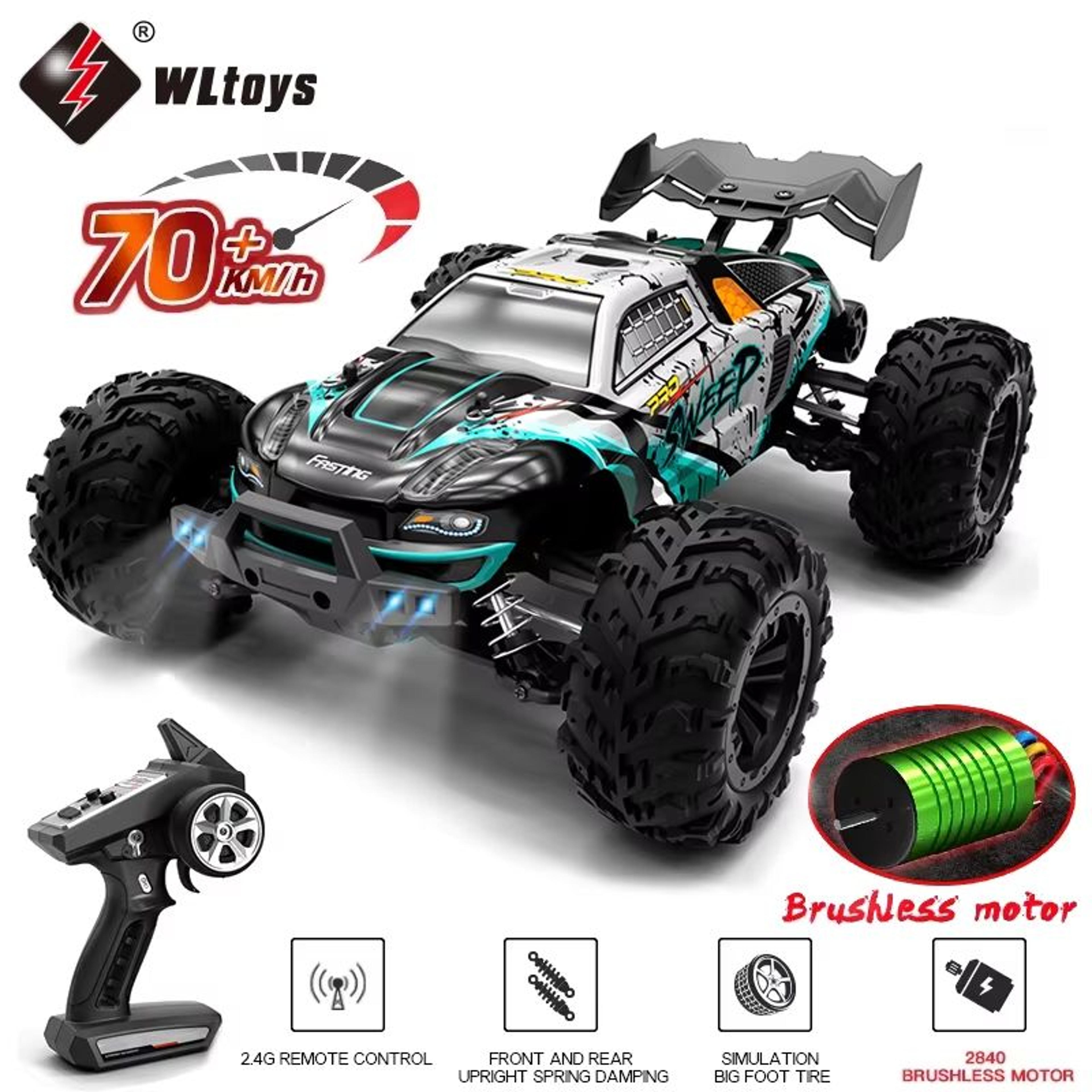 1 is to 6 high speed rc car - 4wd drift monster truck with led lights and remote control