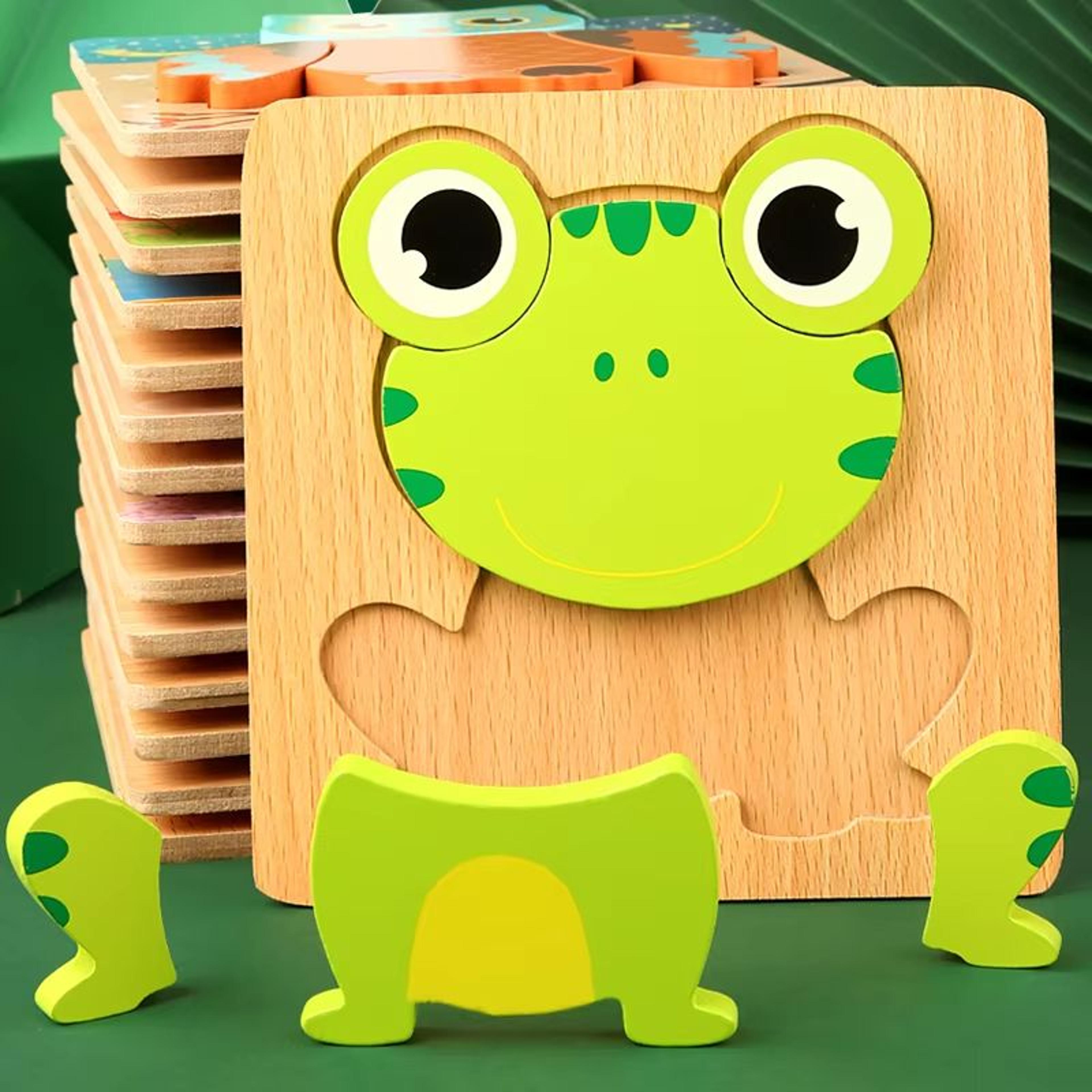 3d wooden animal puzzle – early learning educational toy for toddlers & kids
