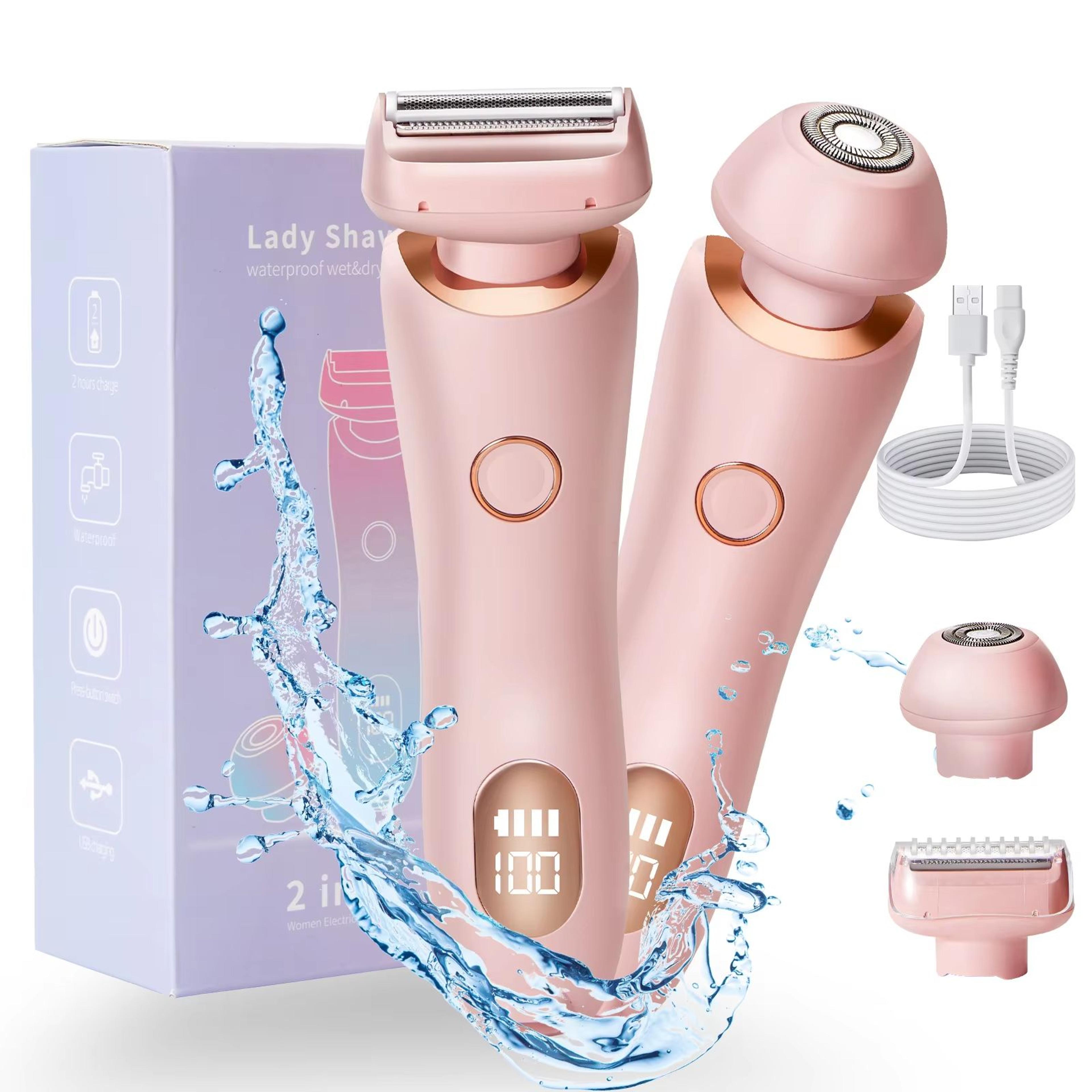 2-in-1 electric razor for women – waterproof bikini trimmer & face shaver