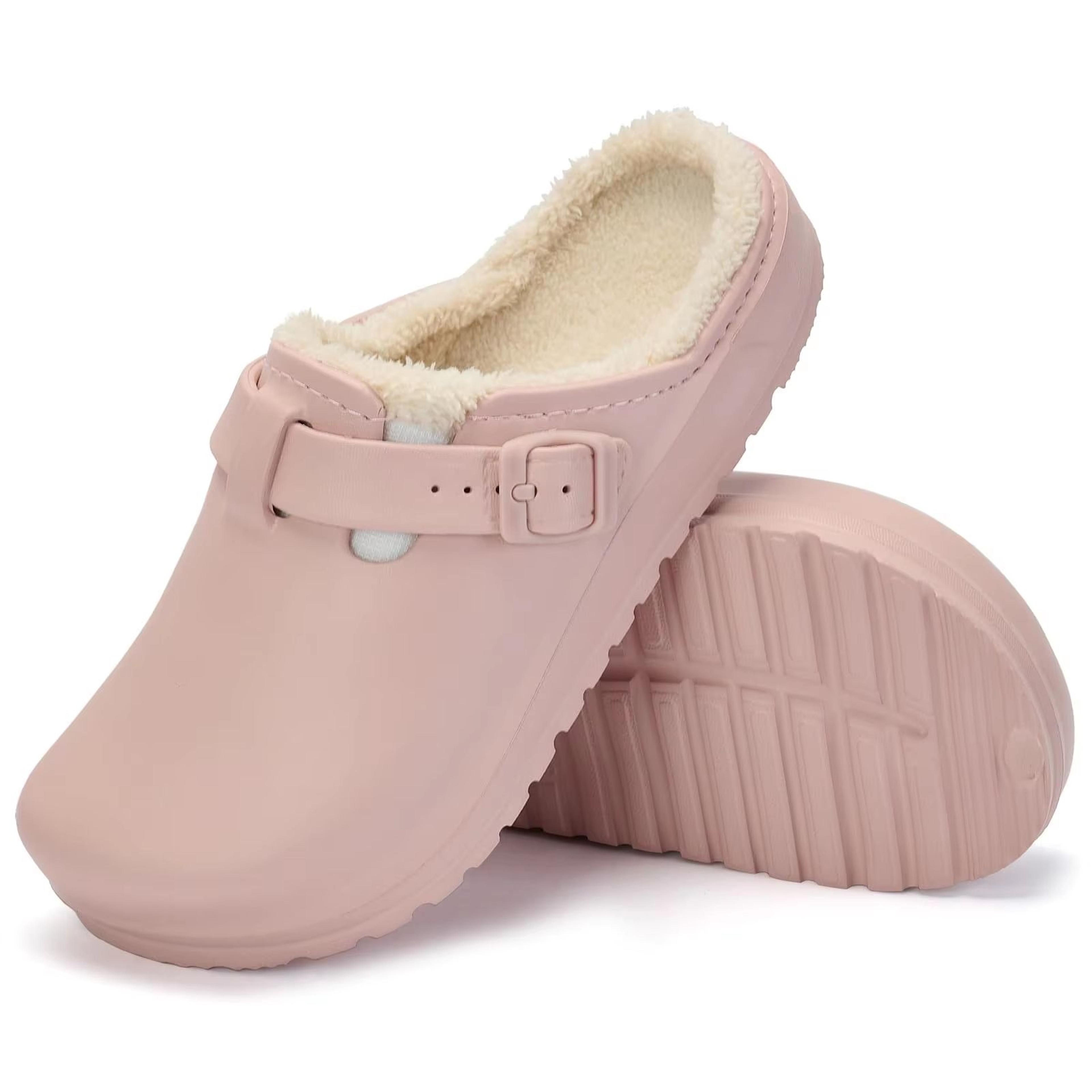 women's winter fur slippers – waterproof, anti-slip plush lined house & garden shoes