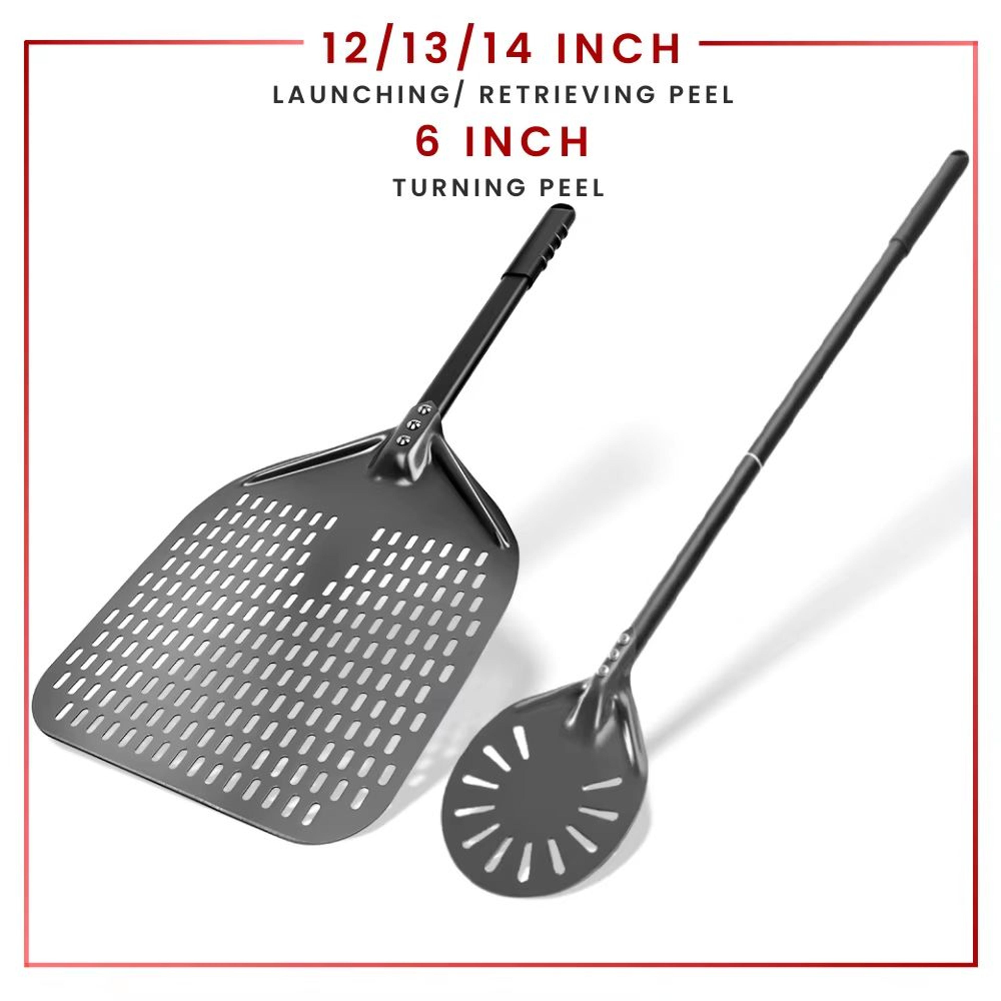 aluminum pizza peel paddle – 6, 12, 13 & 14 inch hard anodized bread & pizza oven spatula for baking