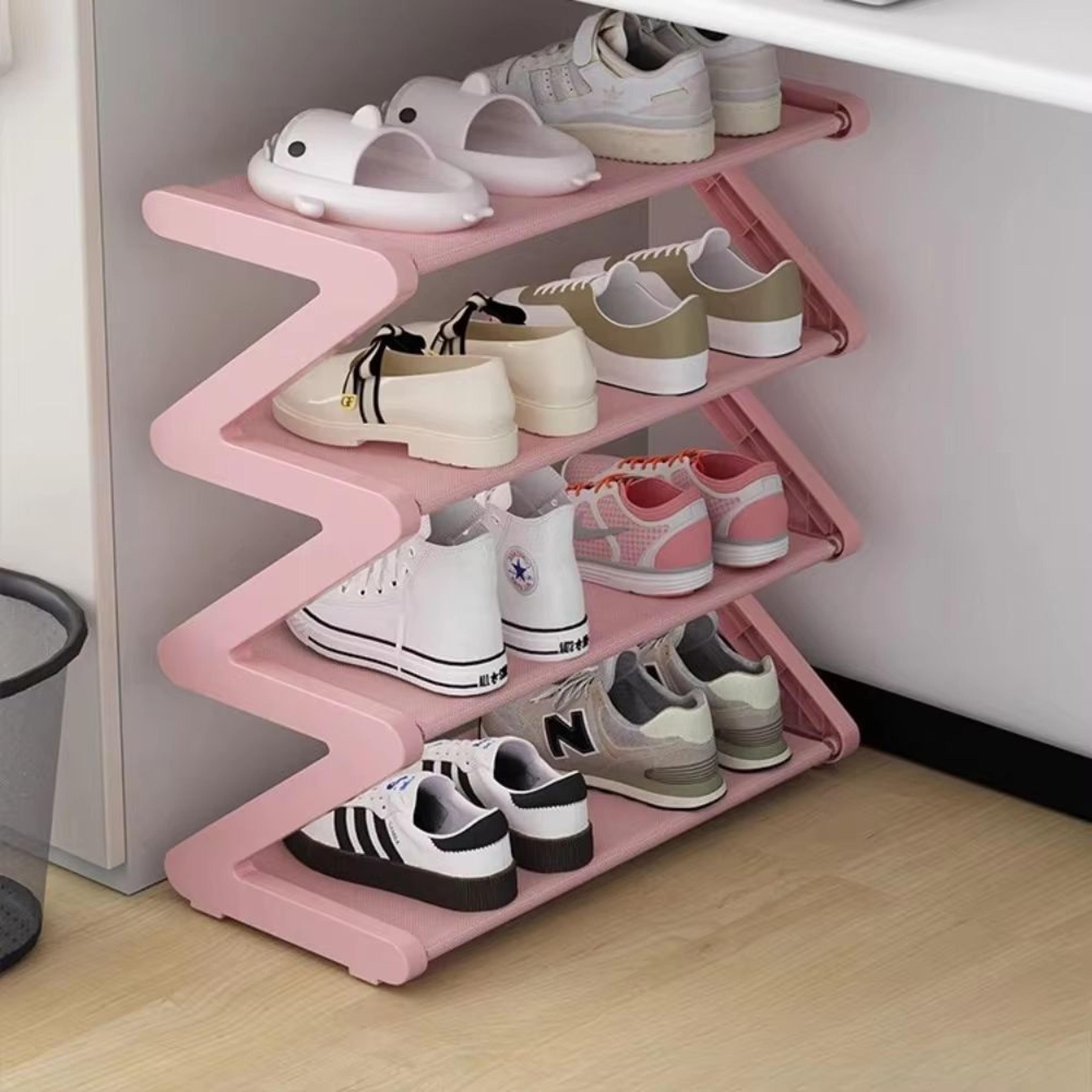 creative z-shaped multi-layer shoe rack – space-saving shoe storage organizer for home & dorm