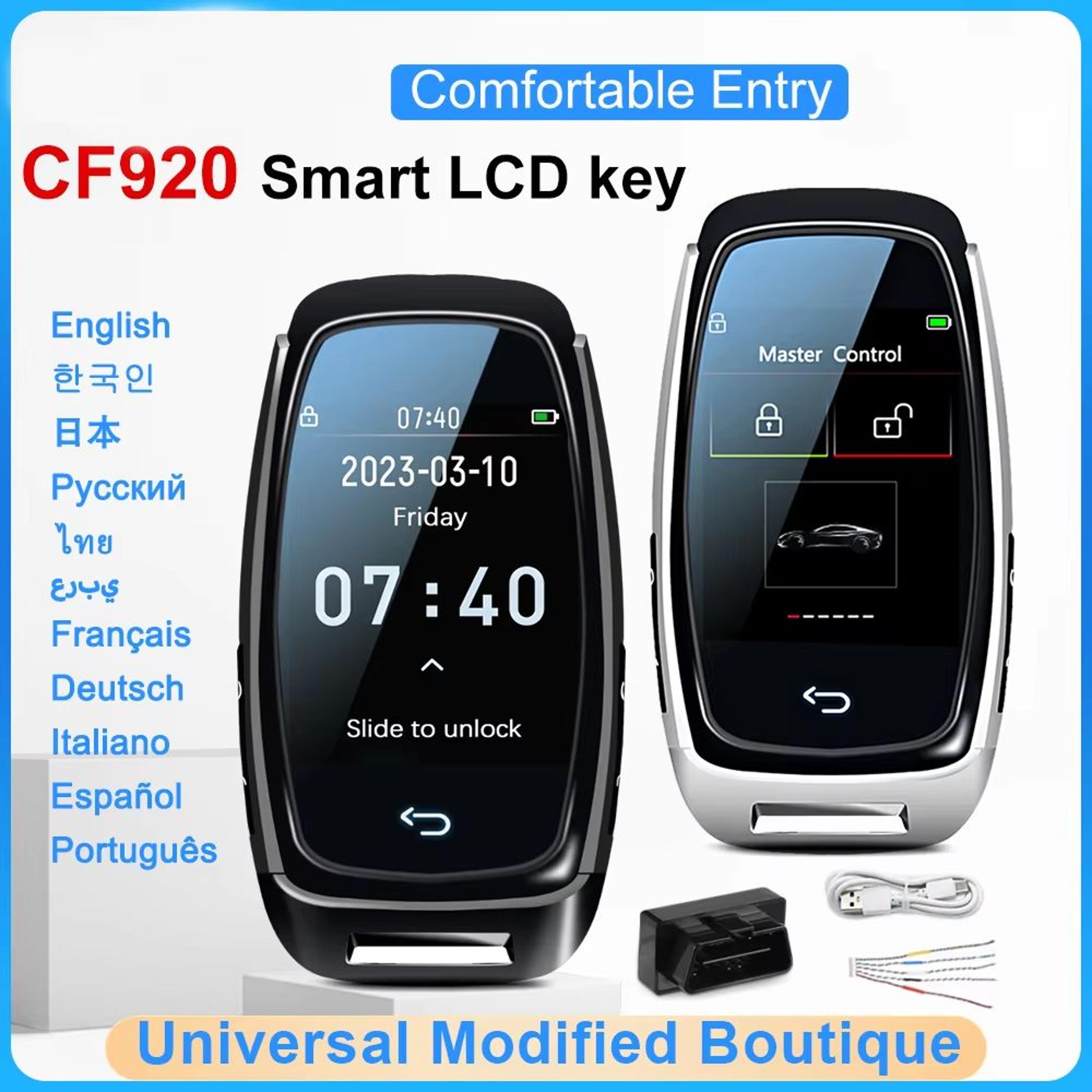cf920 universal smart lcd car key – modified keyless entry remote with auto lock & display for audi, bmw, ford, mazda, t