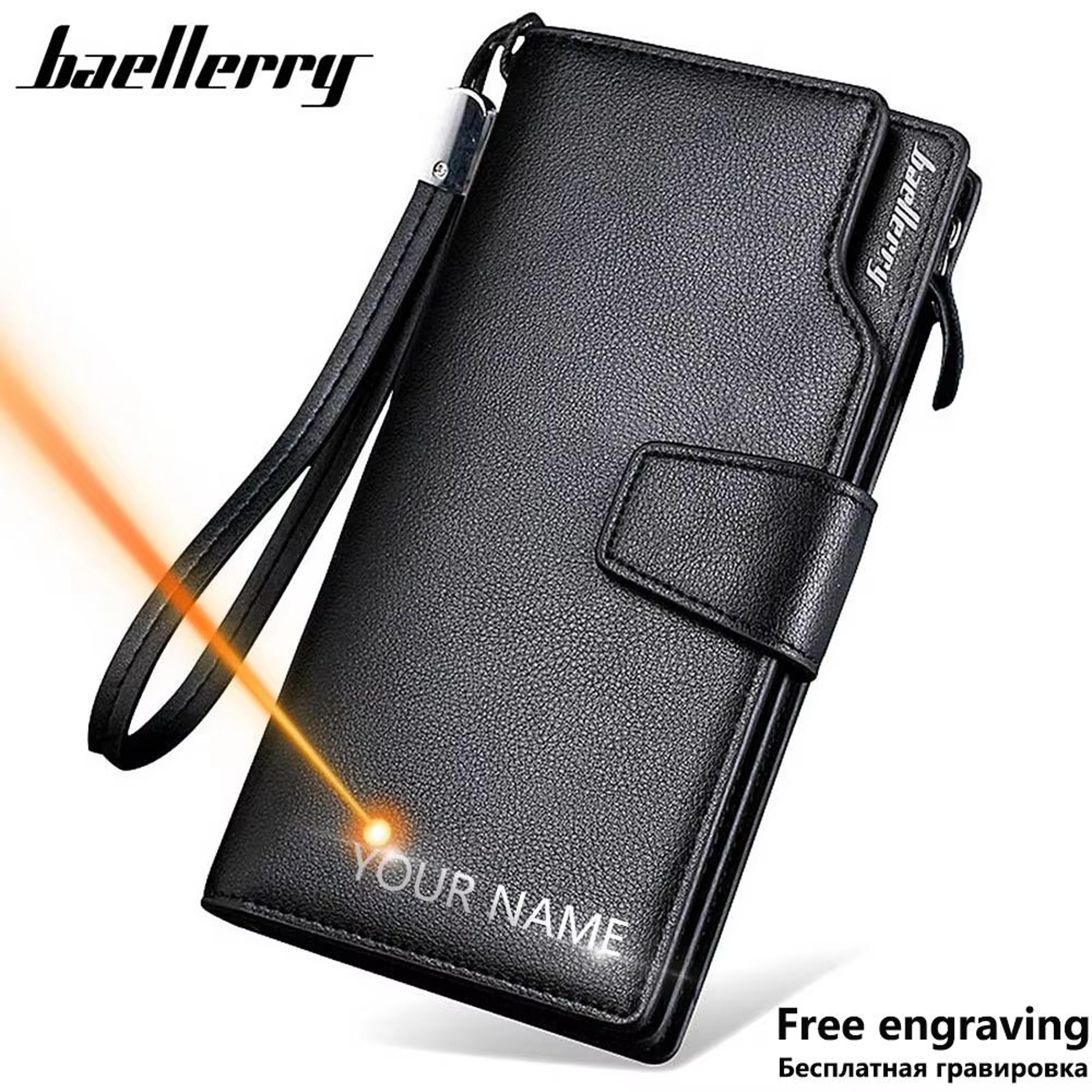 baellerry long men's wallet – large capacity pu leather zipper purse & card holder