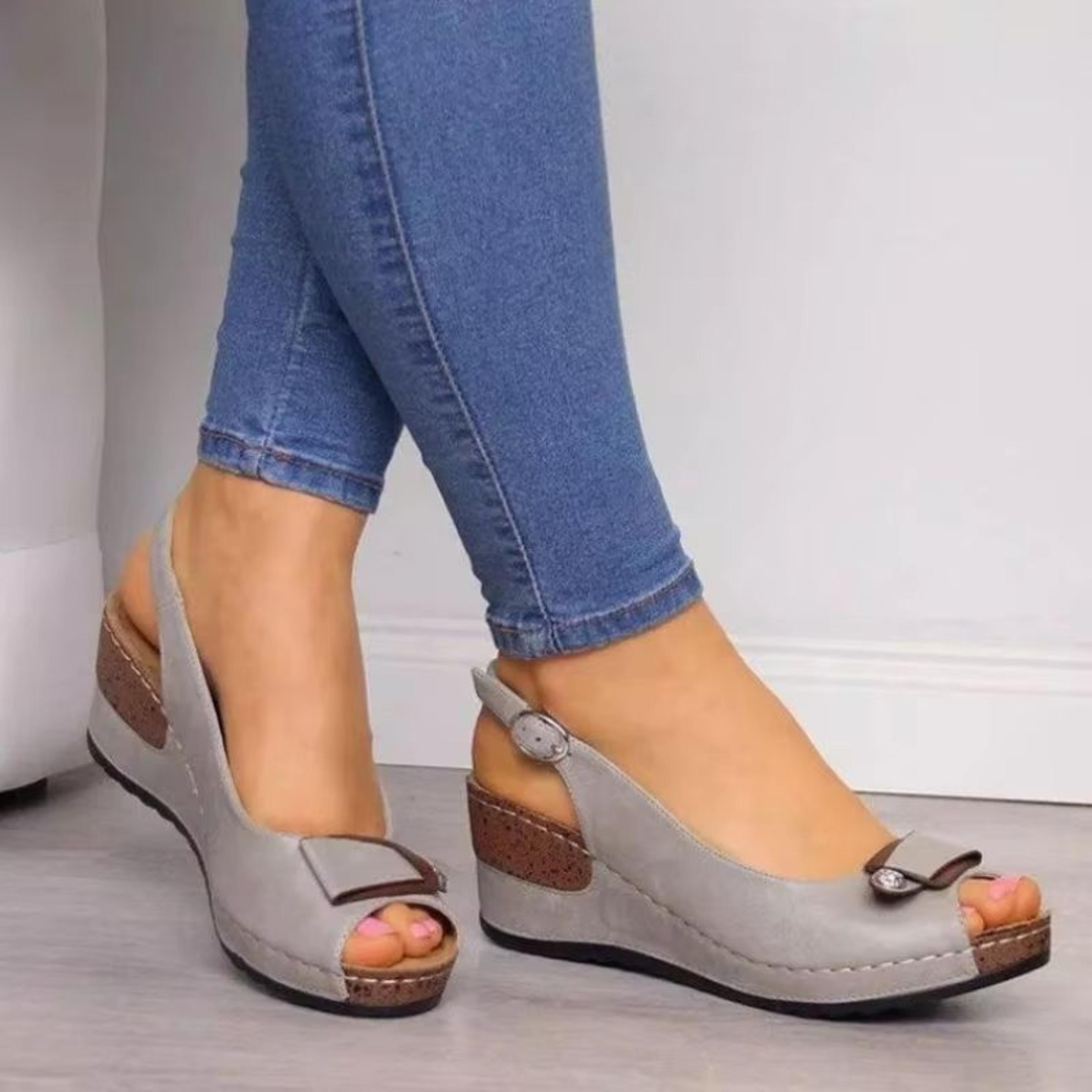 chunky platform wedge sandals for women – summer open toe slip-on comfort shoes