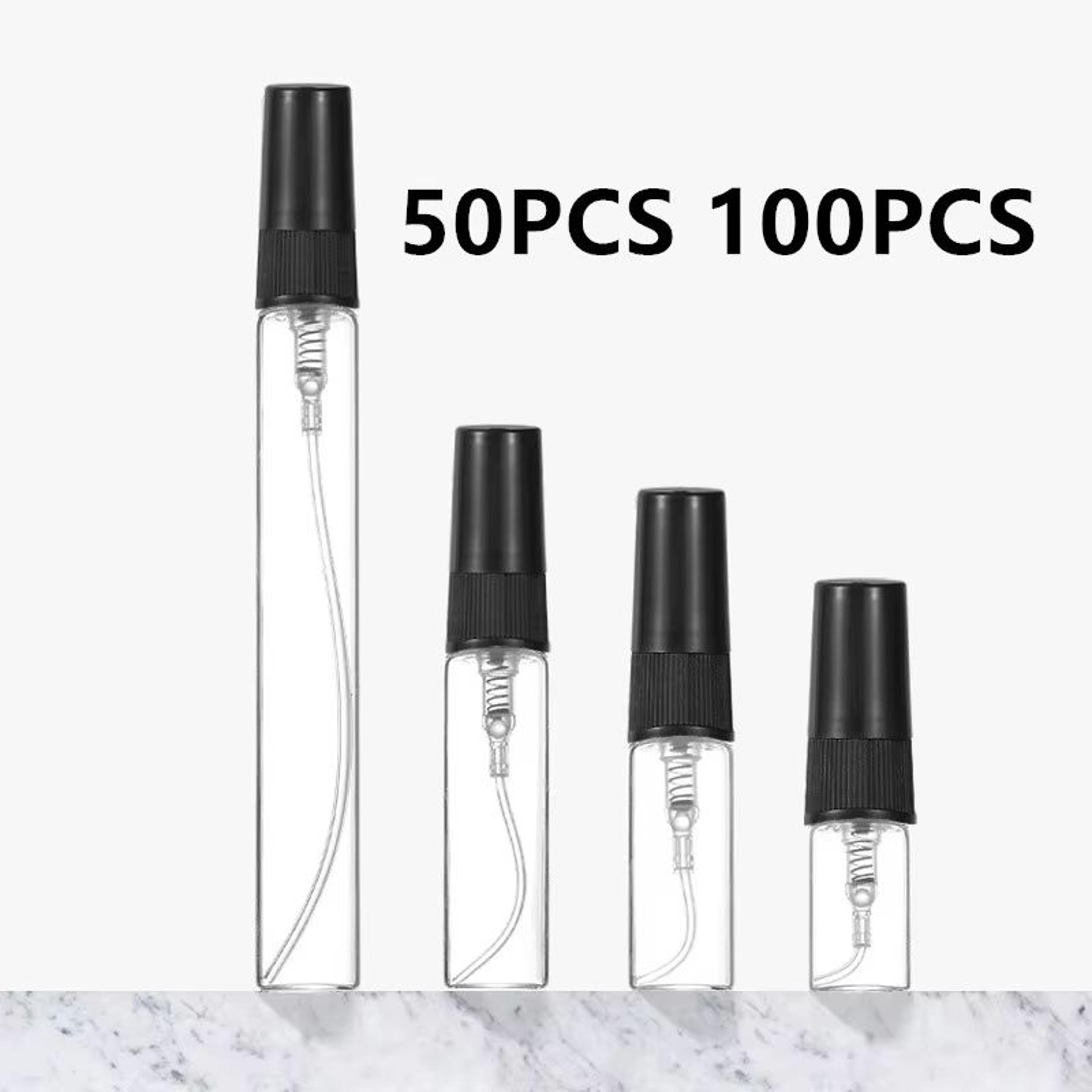 black refillable glass perfume bottles – 2ml to 10ml portable empty cosmetic sample vials (50/100pcs set)