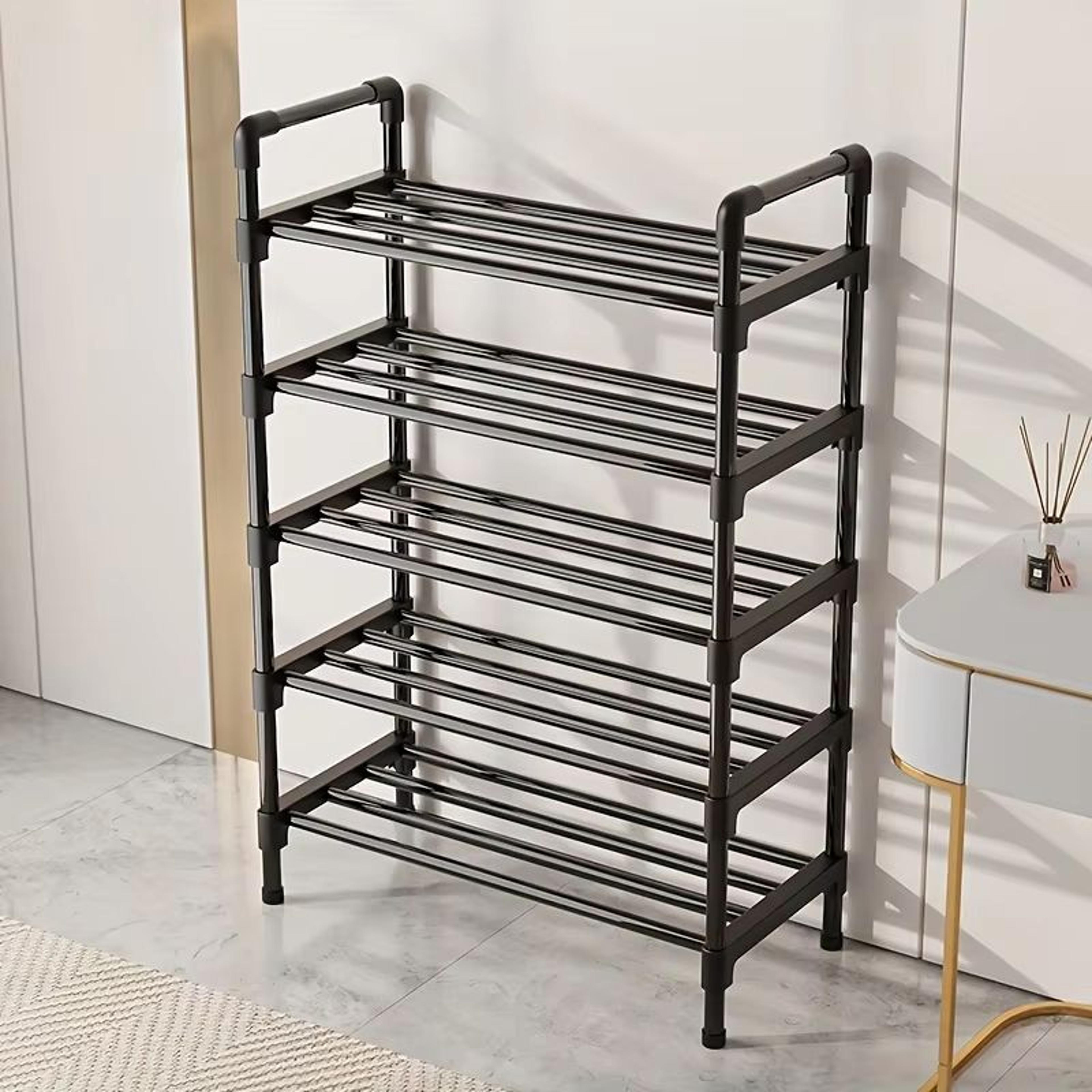 multi-tier metal shoe rack organizer – stackable space-saving storage for closet, bedroom, and entryway