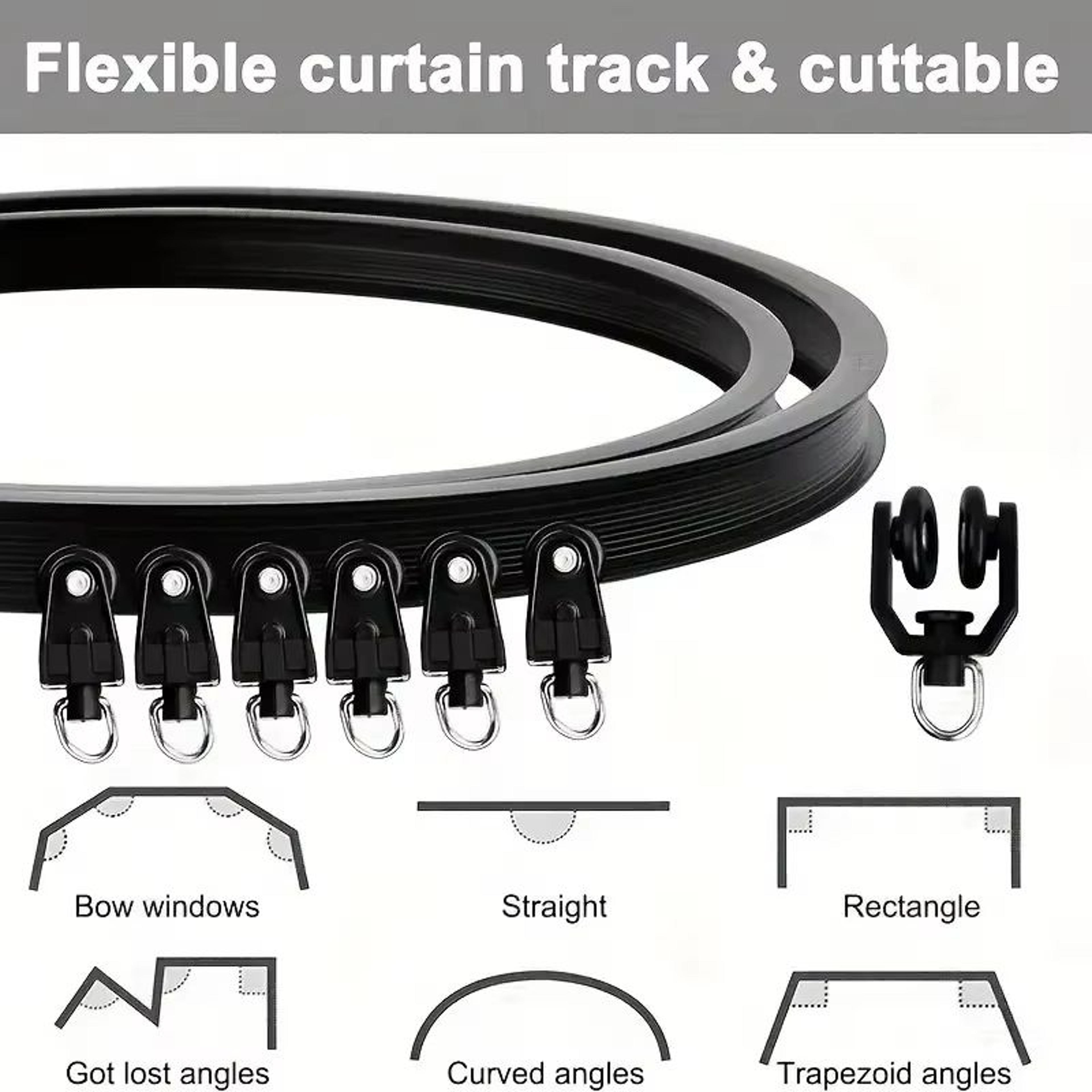 flexible bendable curtain track system – heavy-duty ceiling or wall mount curved rail for rvs and room dividers