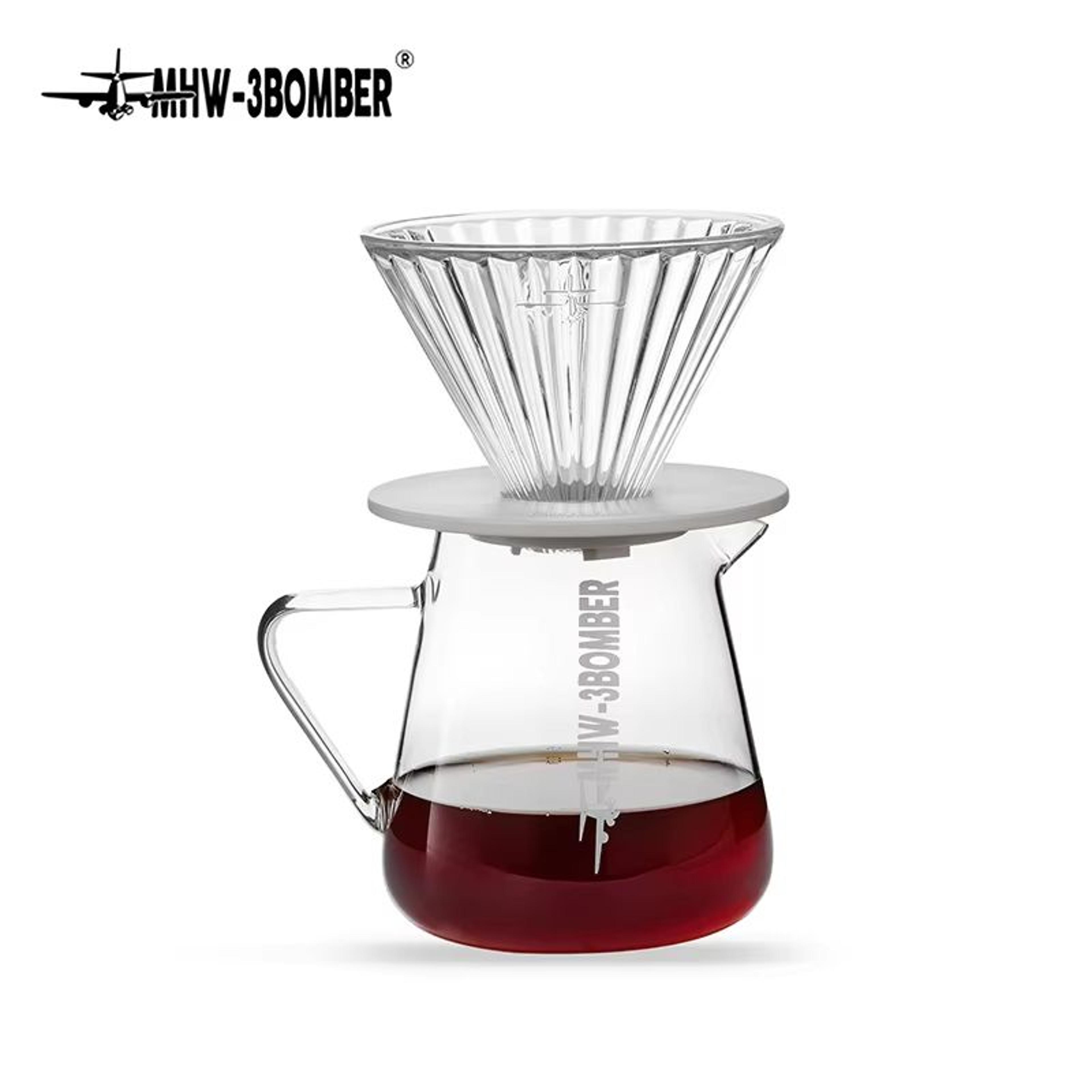 mhw-3bomber 500ml glass coffee server - elegant pour over coffee pot for home brewing