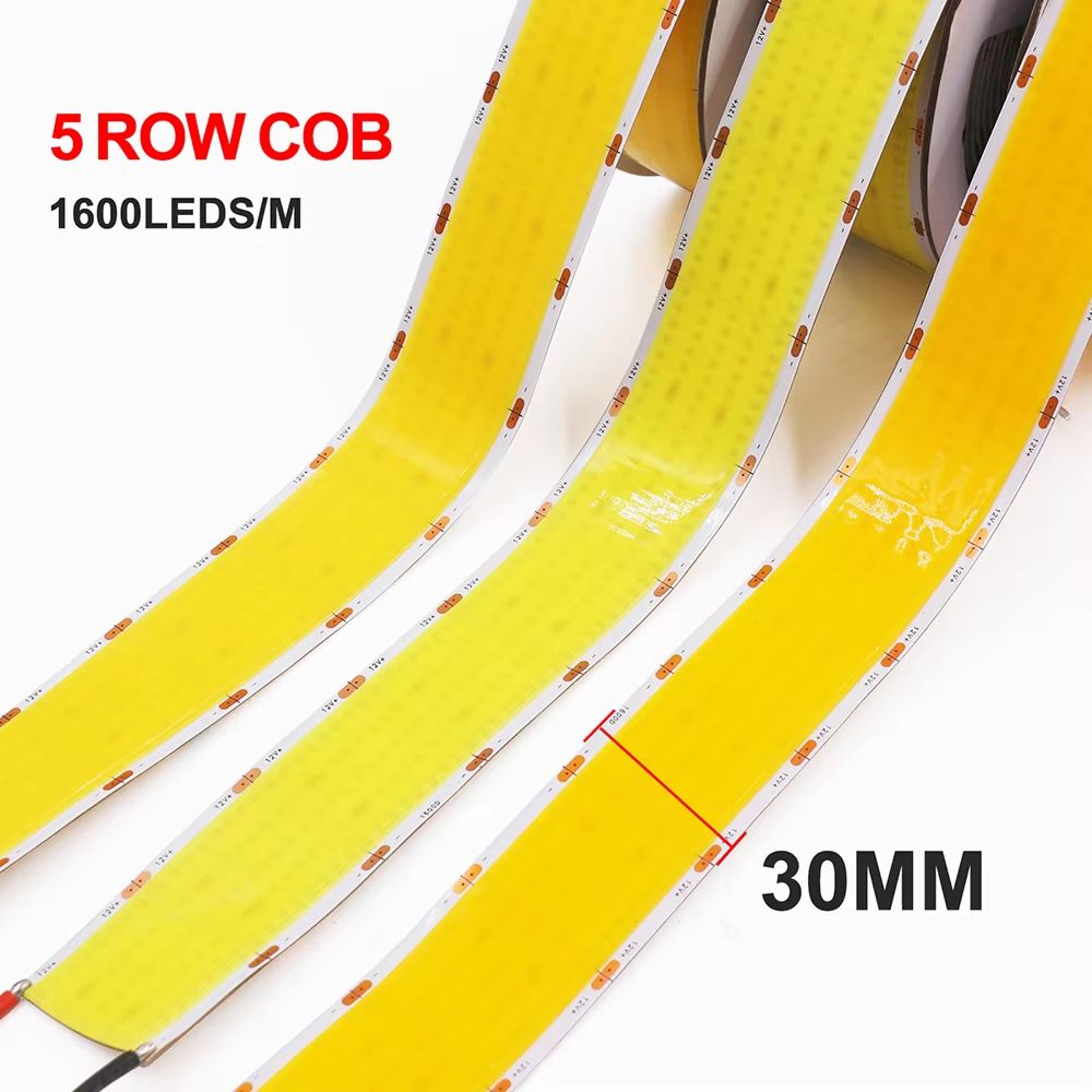12v/24v cob led strip light – super bright high density flexible linear tape (320/600/1600 leds per meter, 3000k–6500k)
